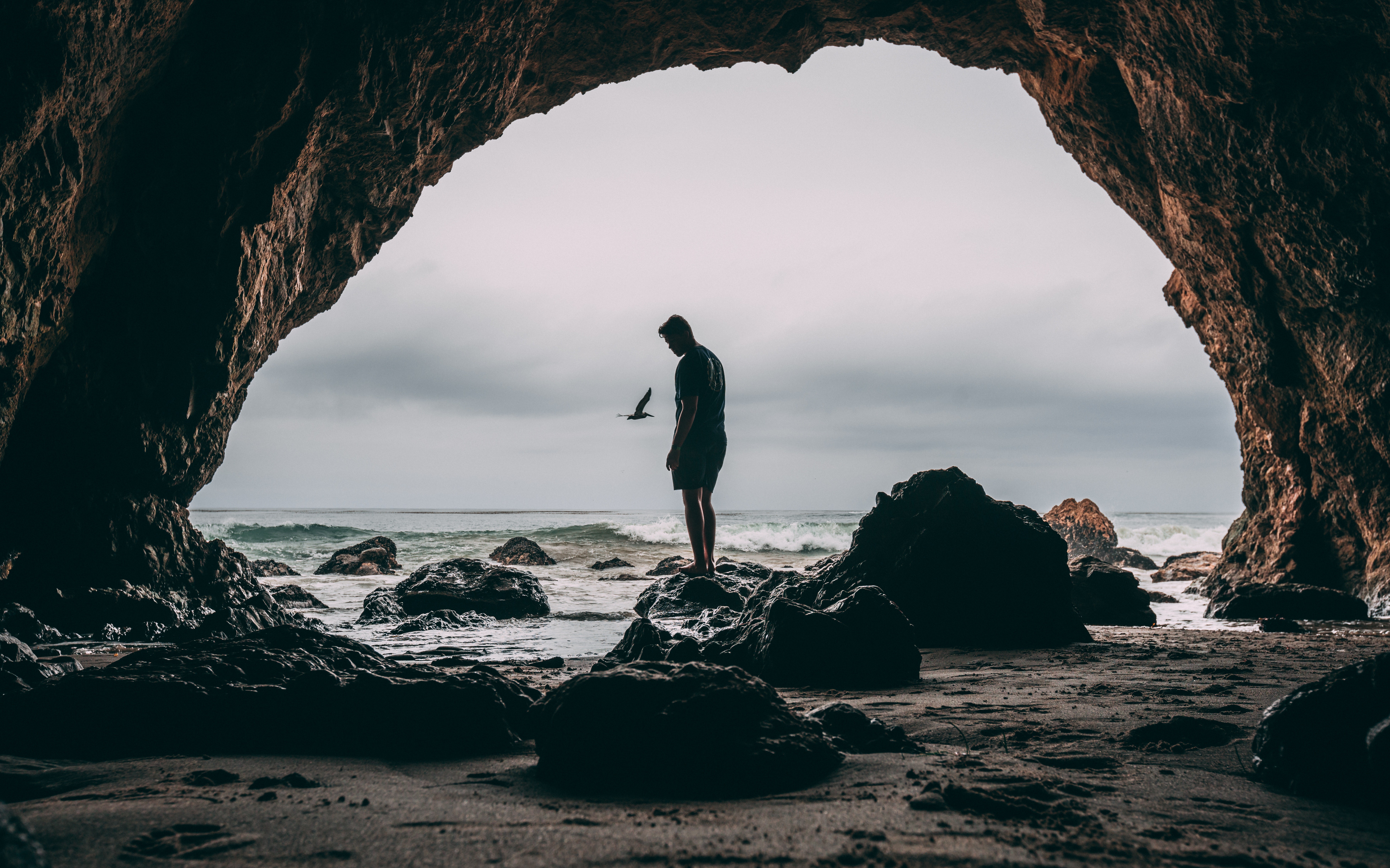 cave, man, photography, hd, 4k, 5k, 8k, HD Wallpaper