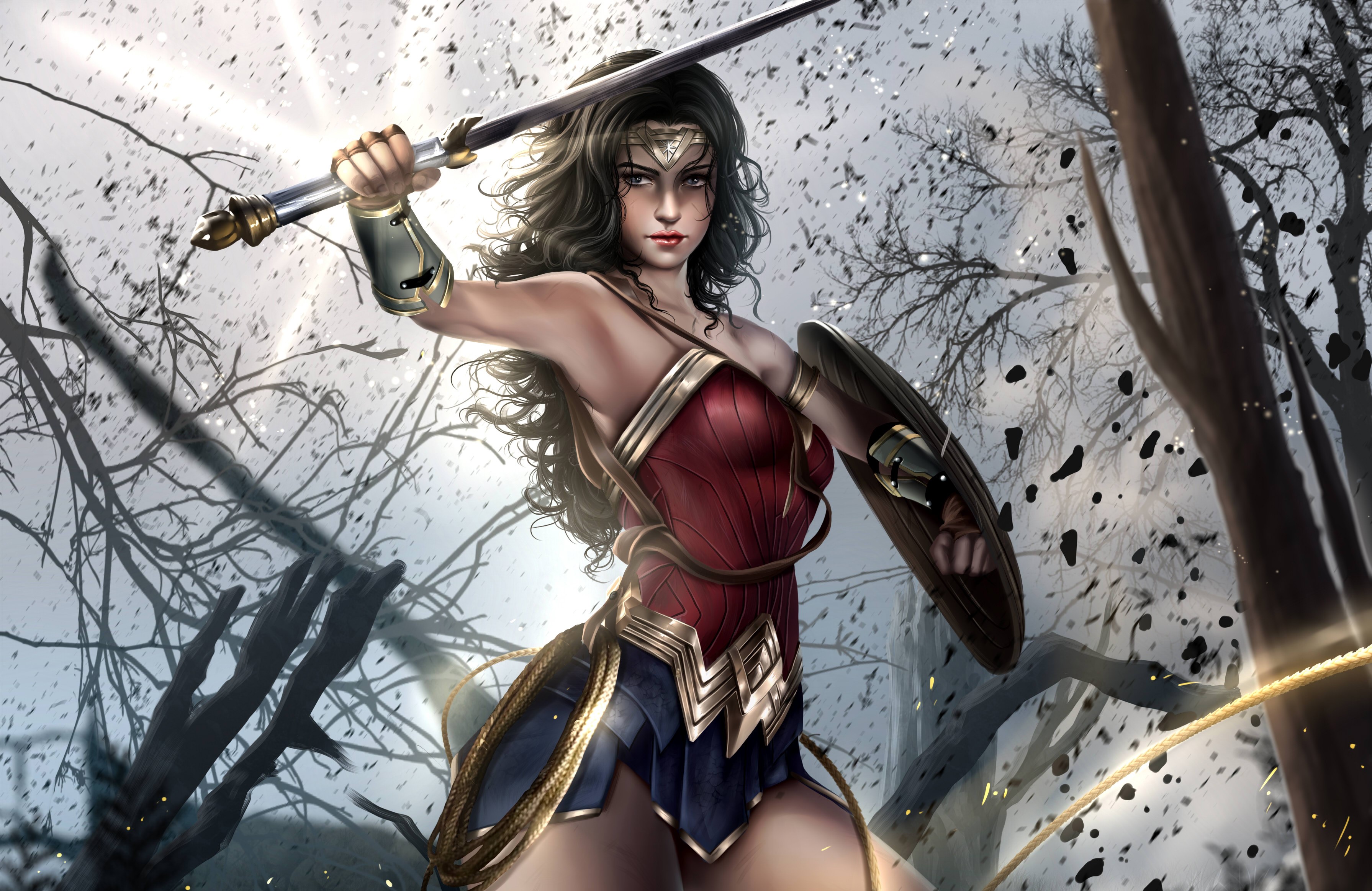wonder woman, 4k, superheroes, artist, artwork, digital art, hd, deviantart, HD Wallpaper