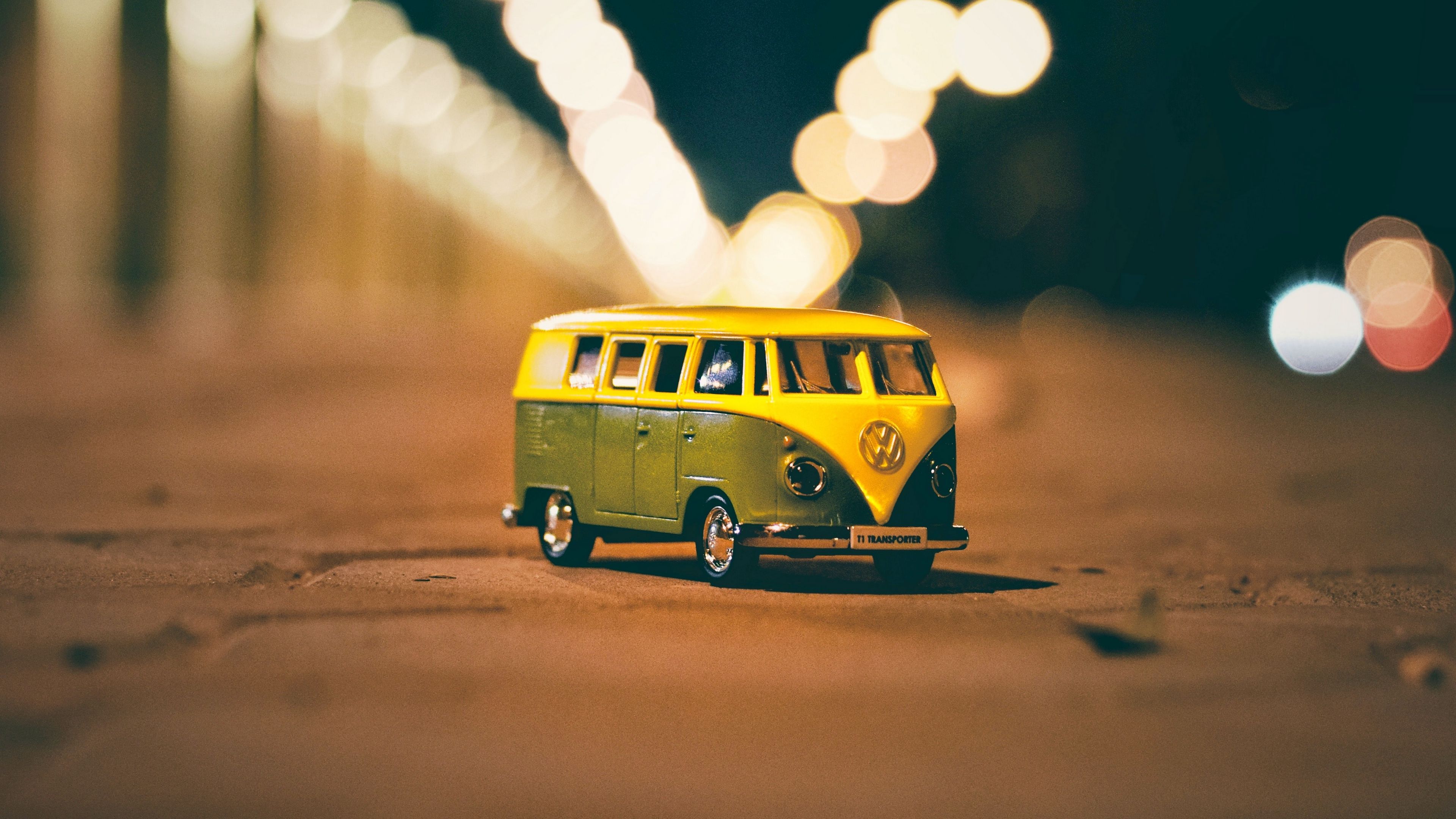 van, toy, blur, glare, bokeh, 4k, HD Wallpaper