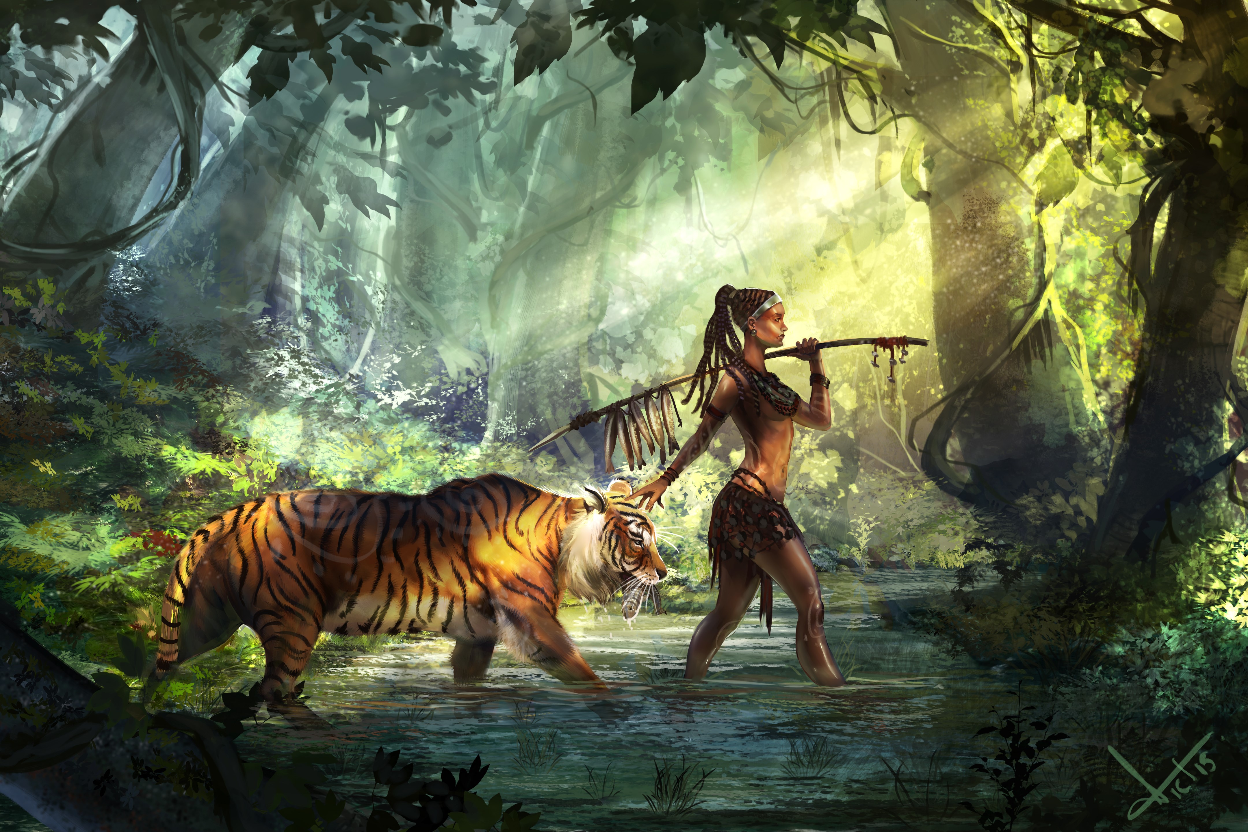 artist, artwork, 4k, hd, digital art, deviantart, tiger, HD Wallpaper
