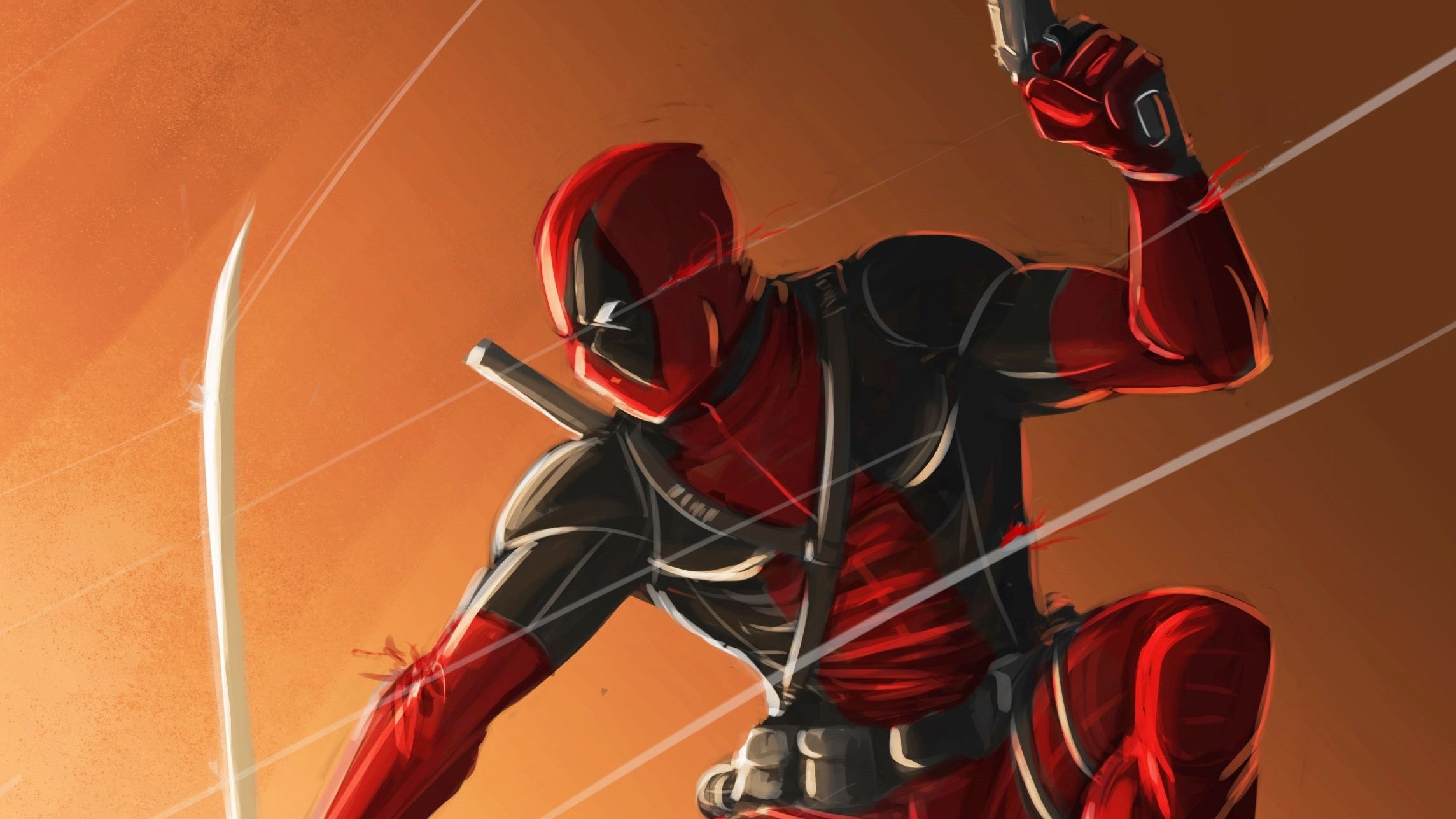 deadpool, artwork, hd, digital art, superheroes, sword, HD Wallpaper