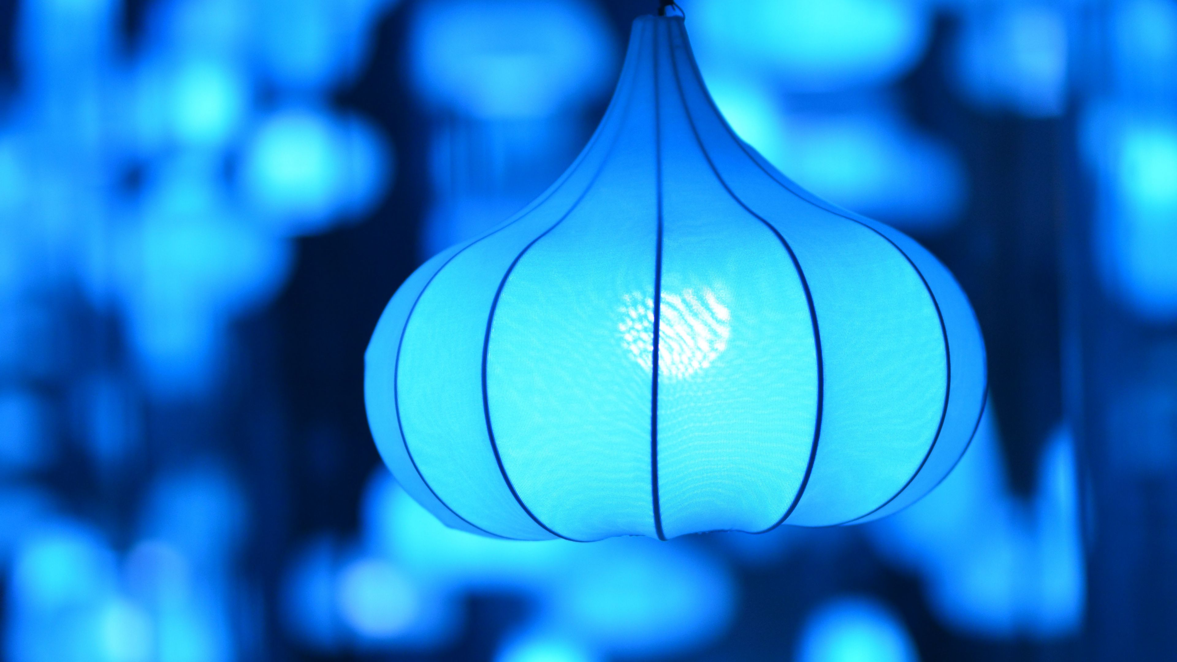 lamp, lampshade, lighting, blue, 4k, HD Wallpaper