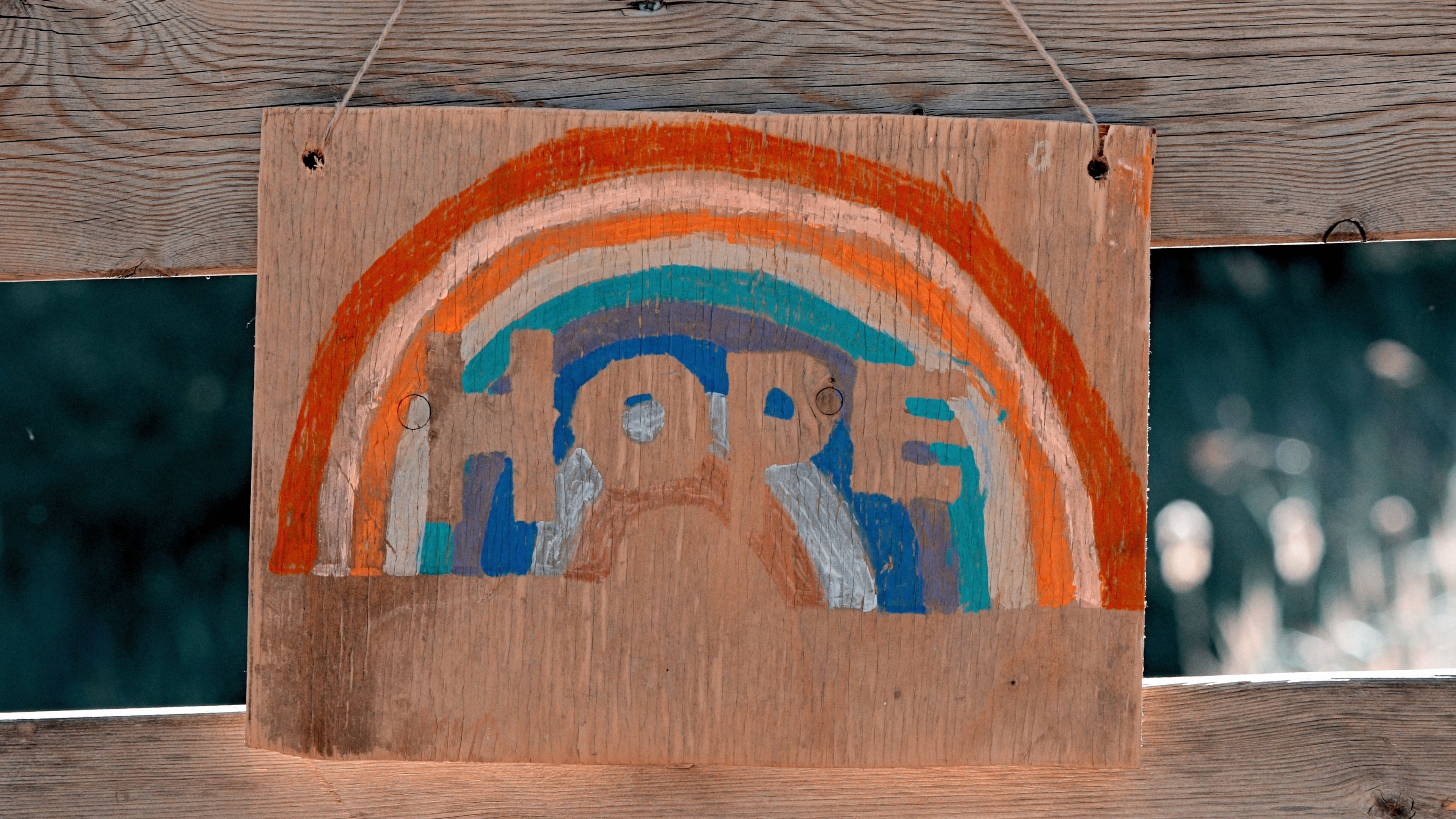 hope, inscription, word, rainbow, nameplate, 4k, HD Wallpaper