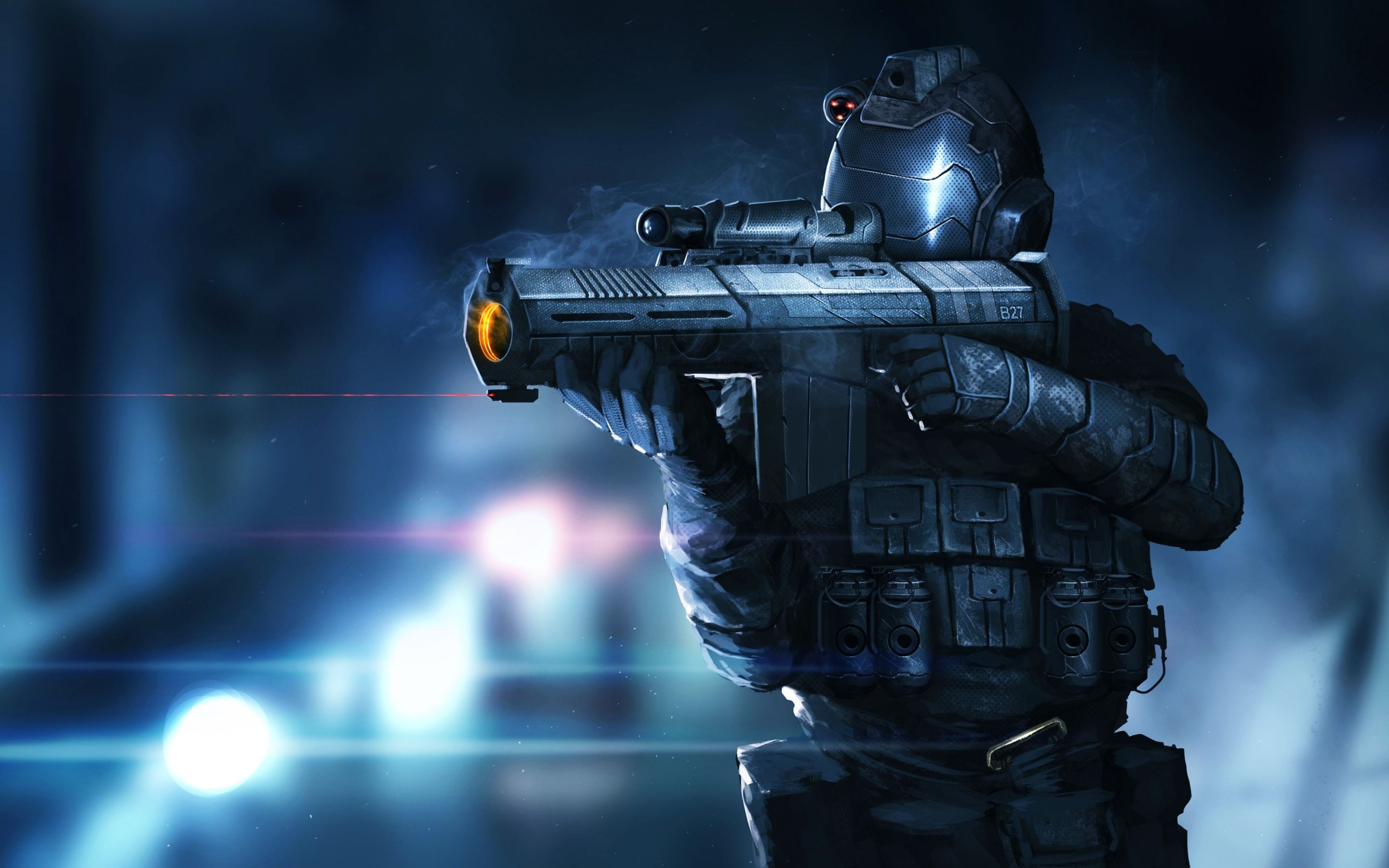 scifi, soldier, shield, artist, artwork, digital art, hd, 4k, HD Wallpaper