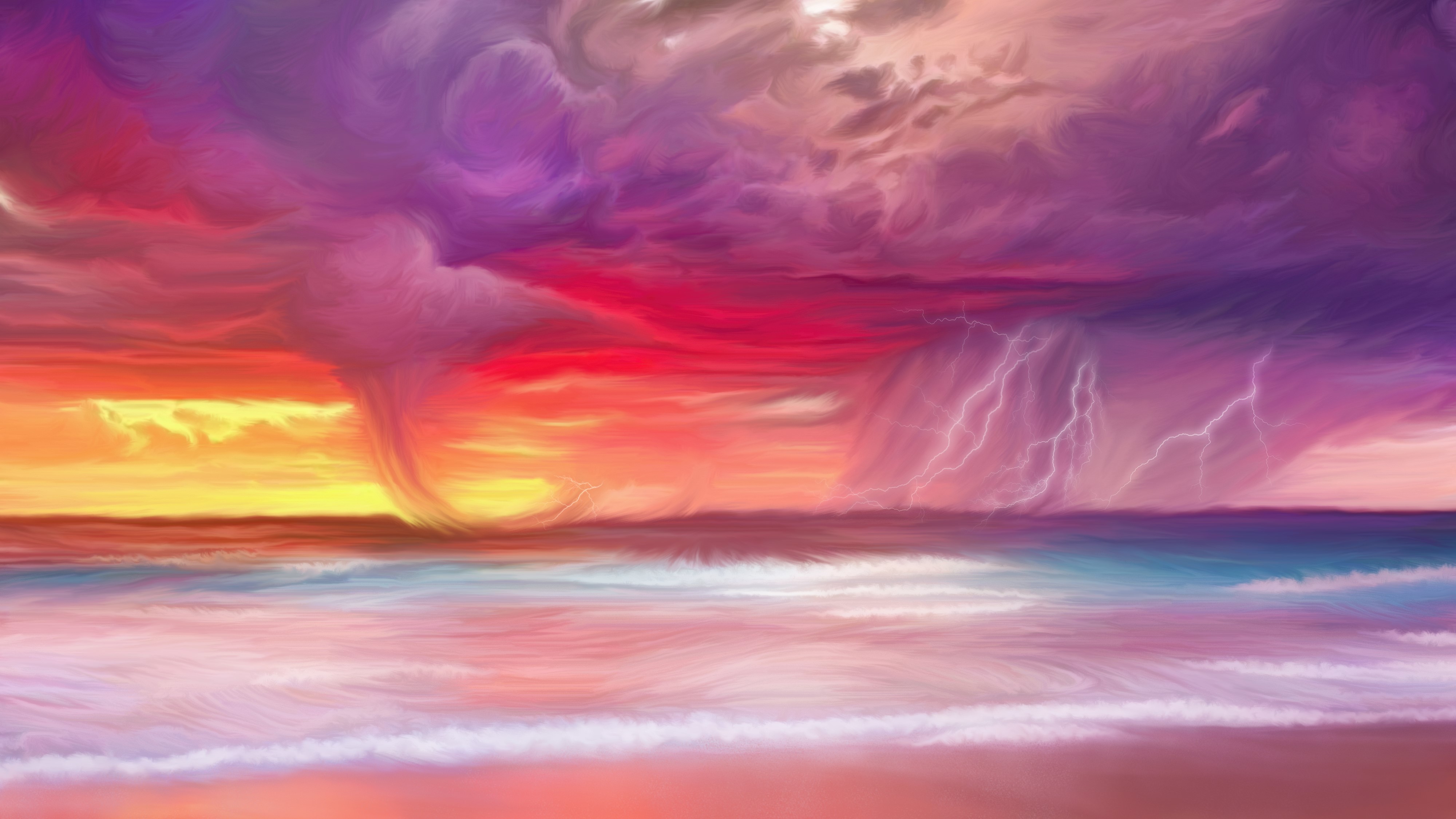 ocean, storm, sea, painting, artist, artwork, digital art, hd, 4k, HD Wallpaper