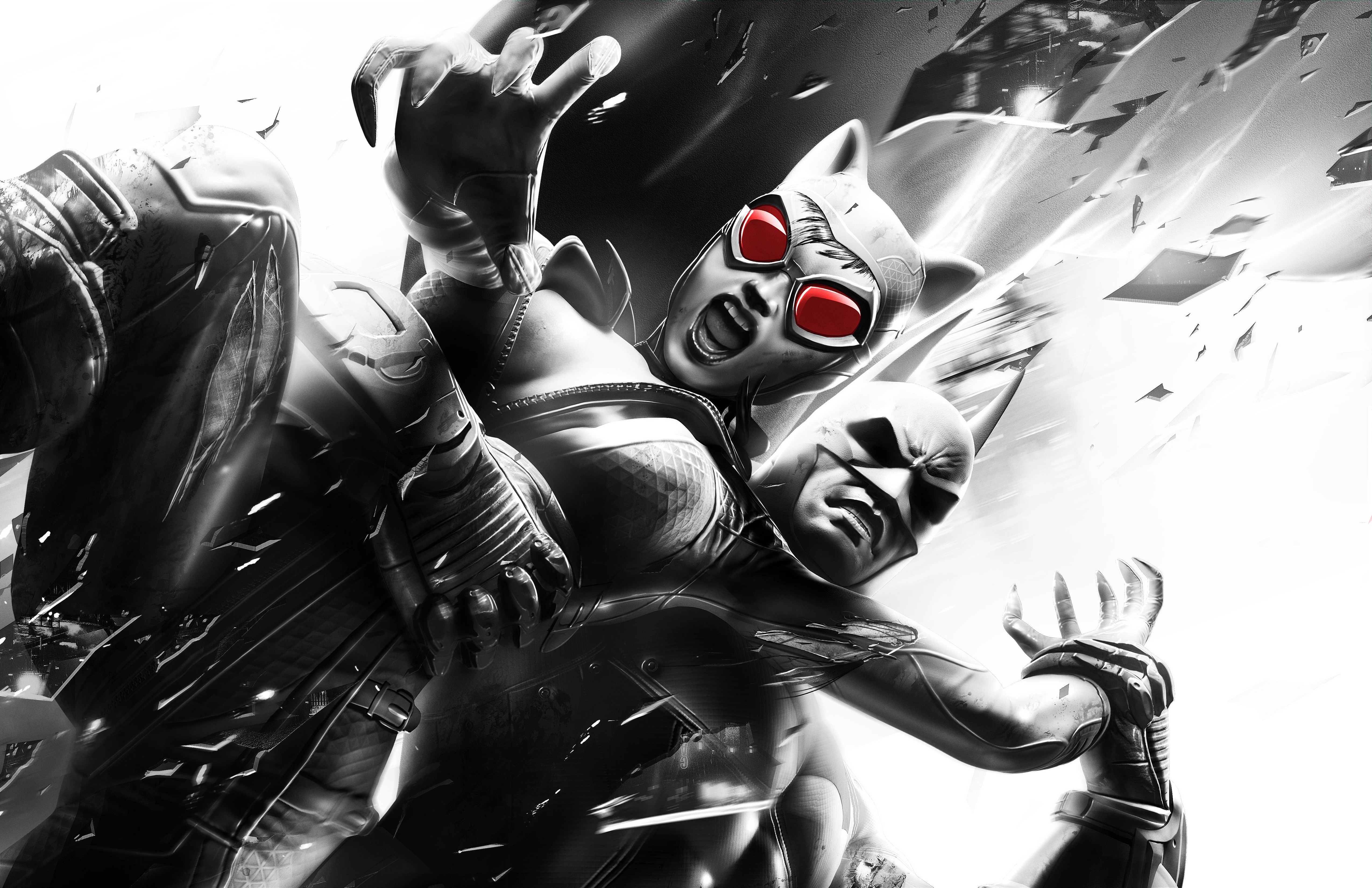 batman, harley quinn, artwork, hd, 4k, 5k, monochrome, black and white, HD Wallpaper