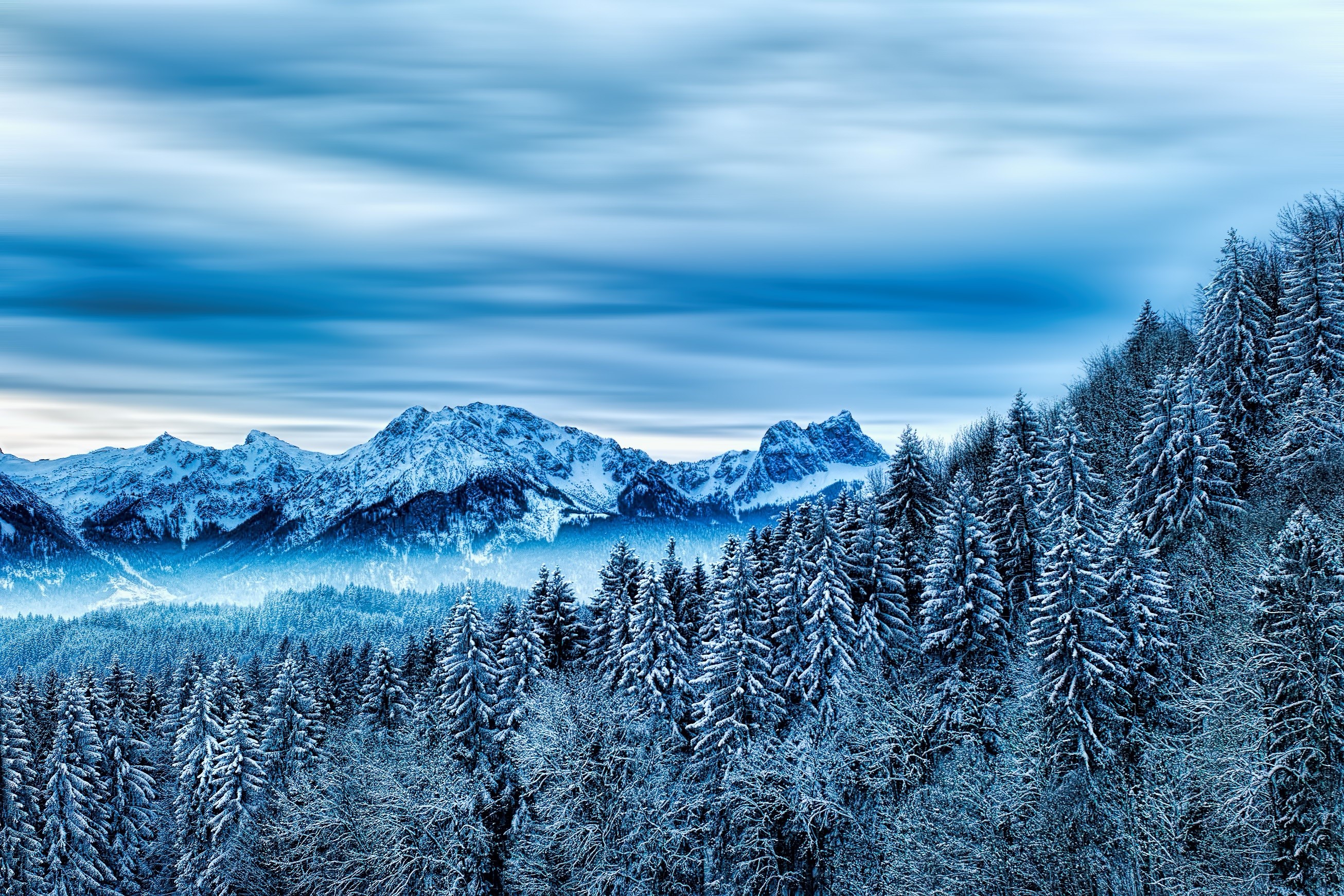 mountains, snow, winter, clouds, nature, hd, HD Wallpaper
