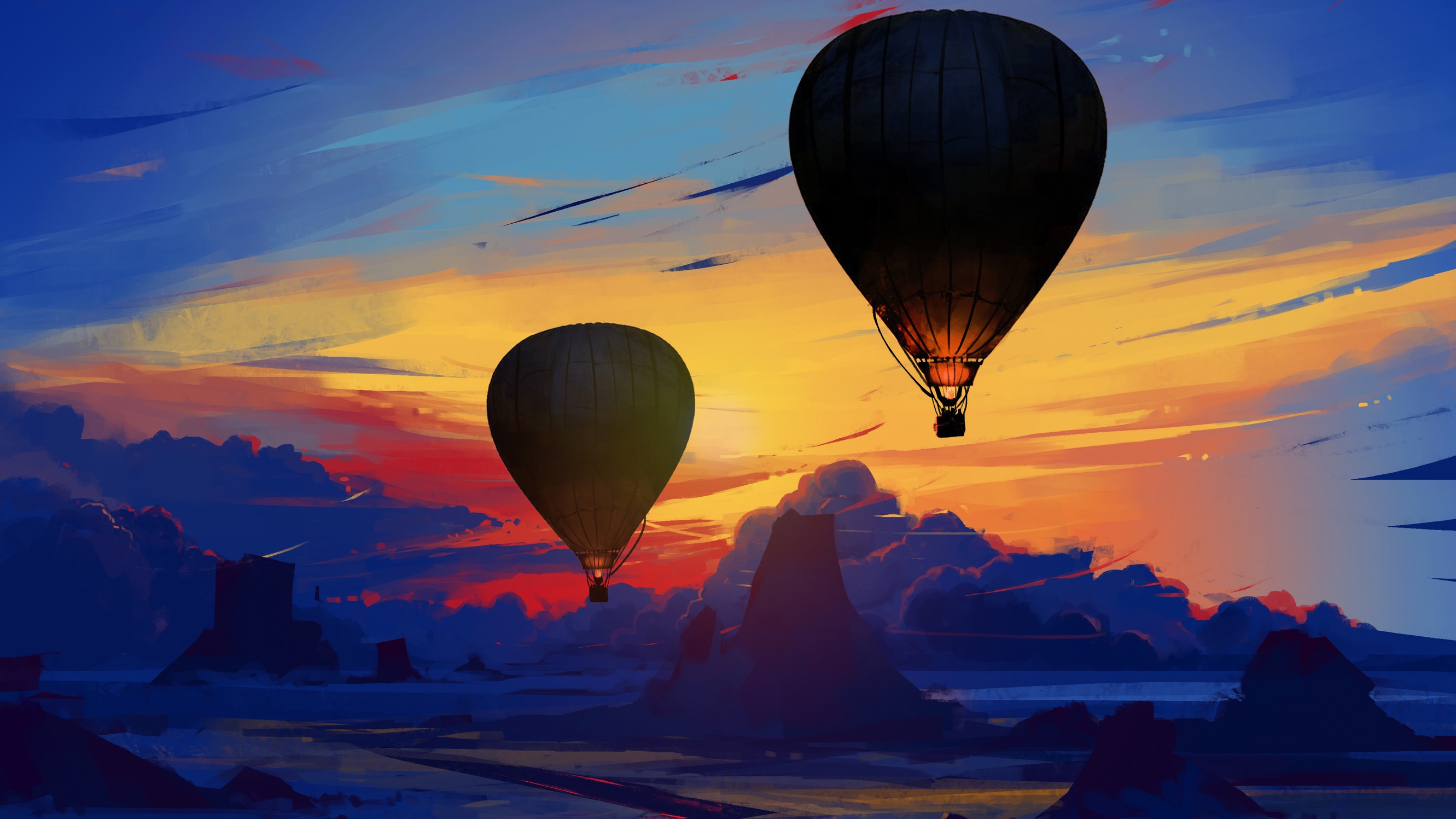 air balloon, artist, artwork, digital art, hd, deviantart, HD Wallpaper