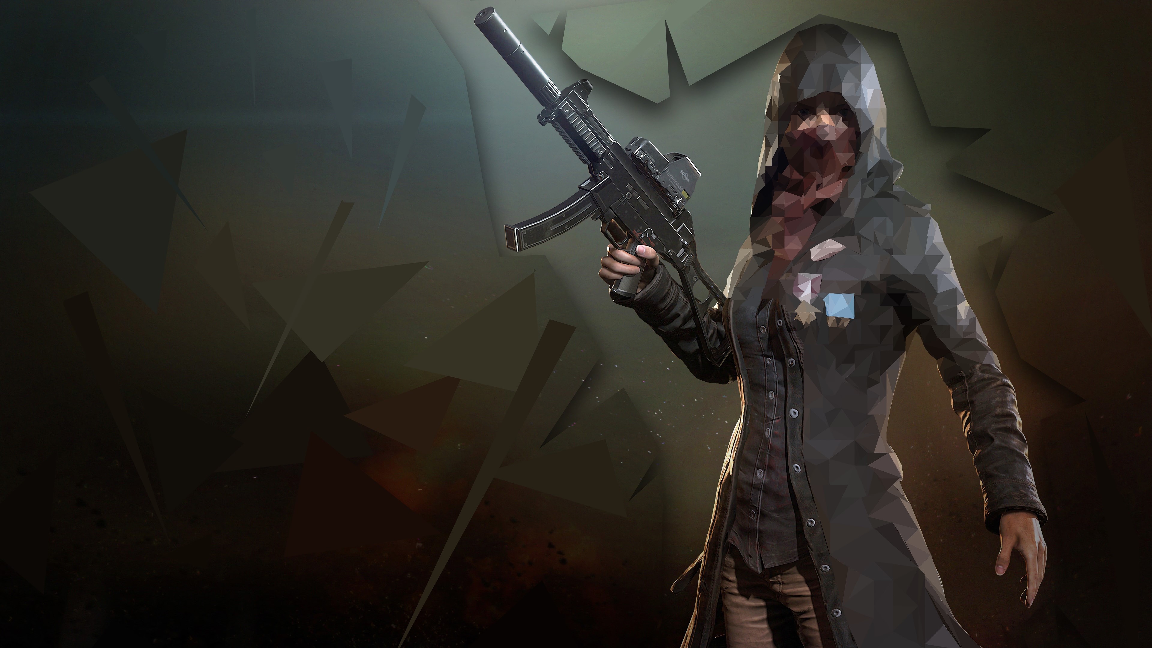 pubg, playerunknowns battlegrounds, 2018 games, games, hd, 4k, polygon, gun, HD Wallpaper