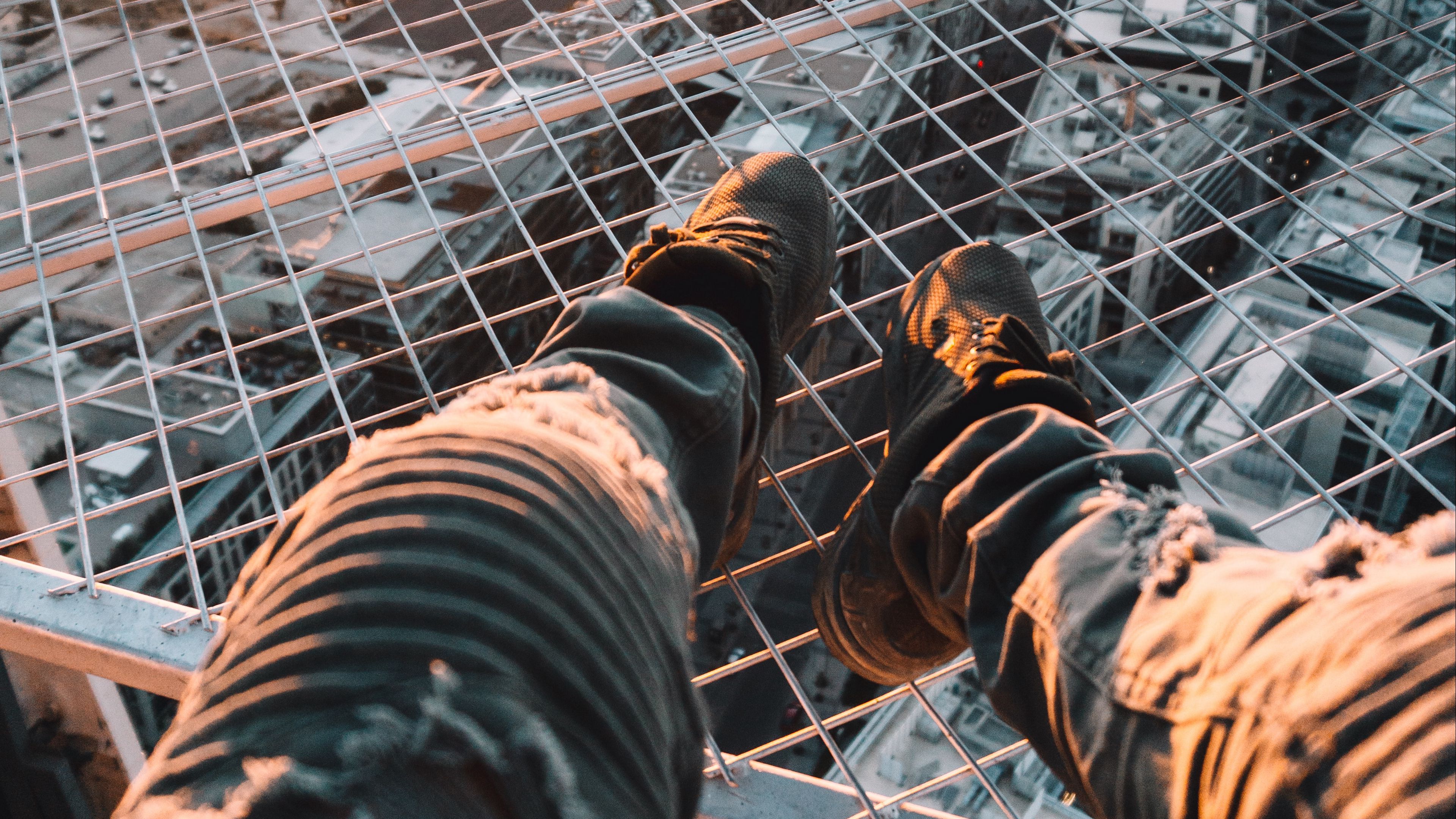 legs, roof, city, overview, aerial view, 4k, HD Wallpaper