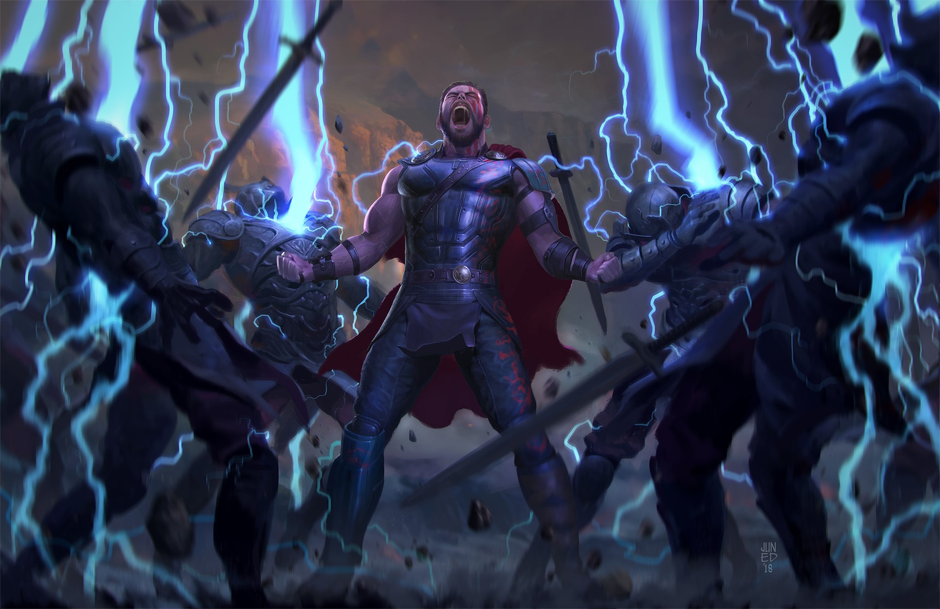 thor, artwork, hd, digital art, deviantart, art, superheroes, HD Wallpaper