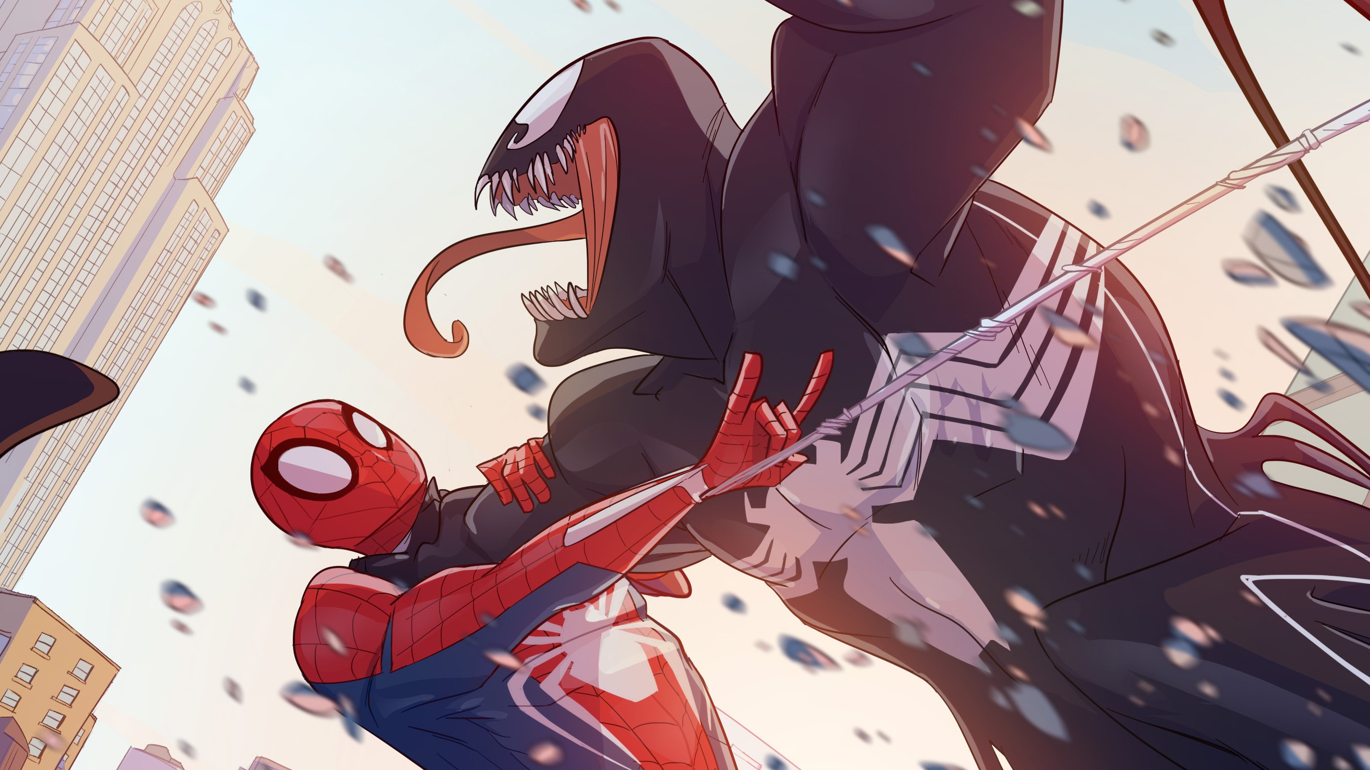 spiderman, venom, hd, superheroes, deviantart, artist, artwork, HD Wallpaper