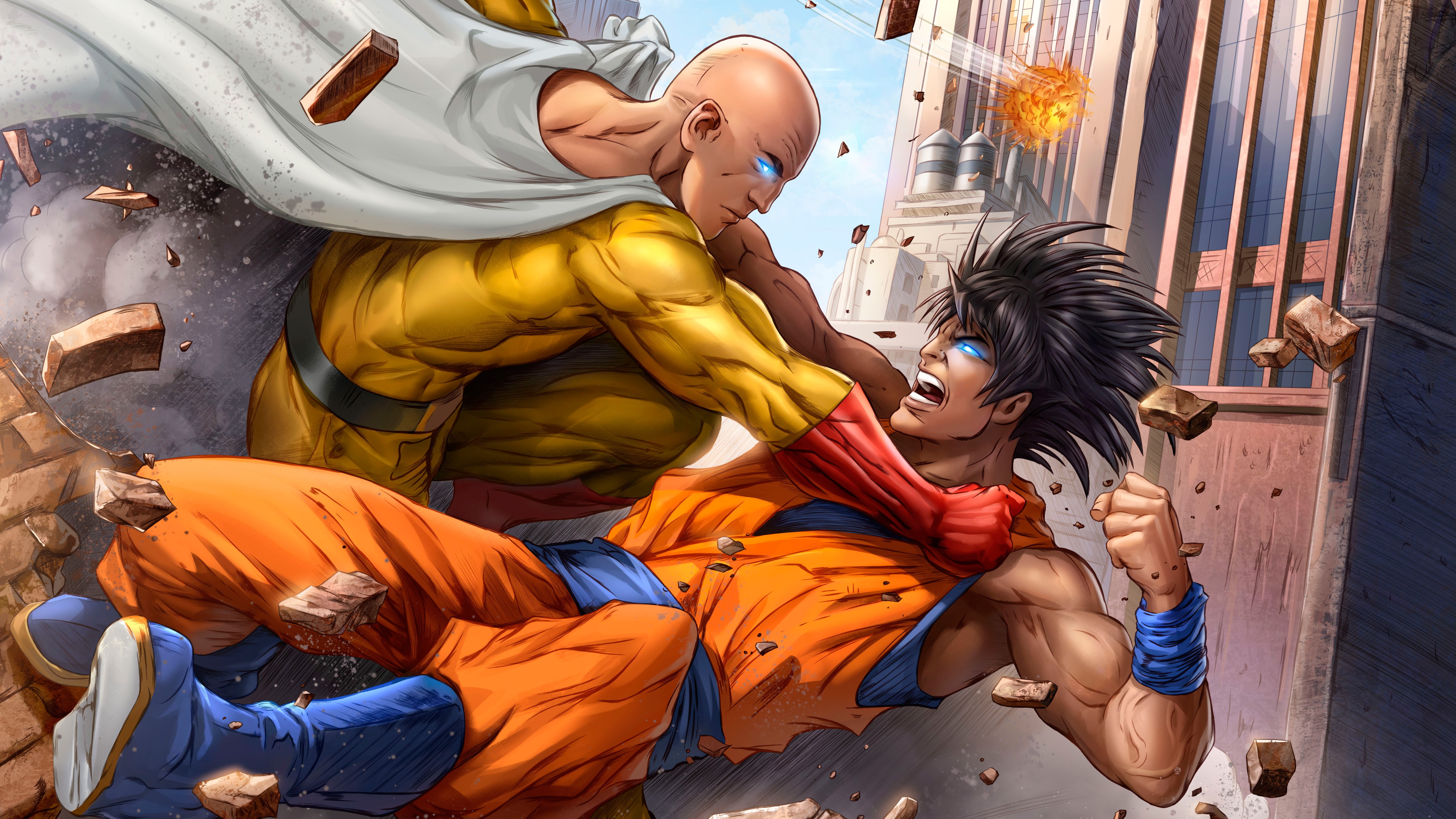 goku, one punch man, 5k, hd, artwork, superheroes, anime, 4k, HD Wallpaper