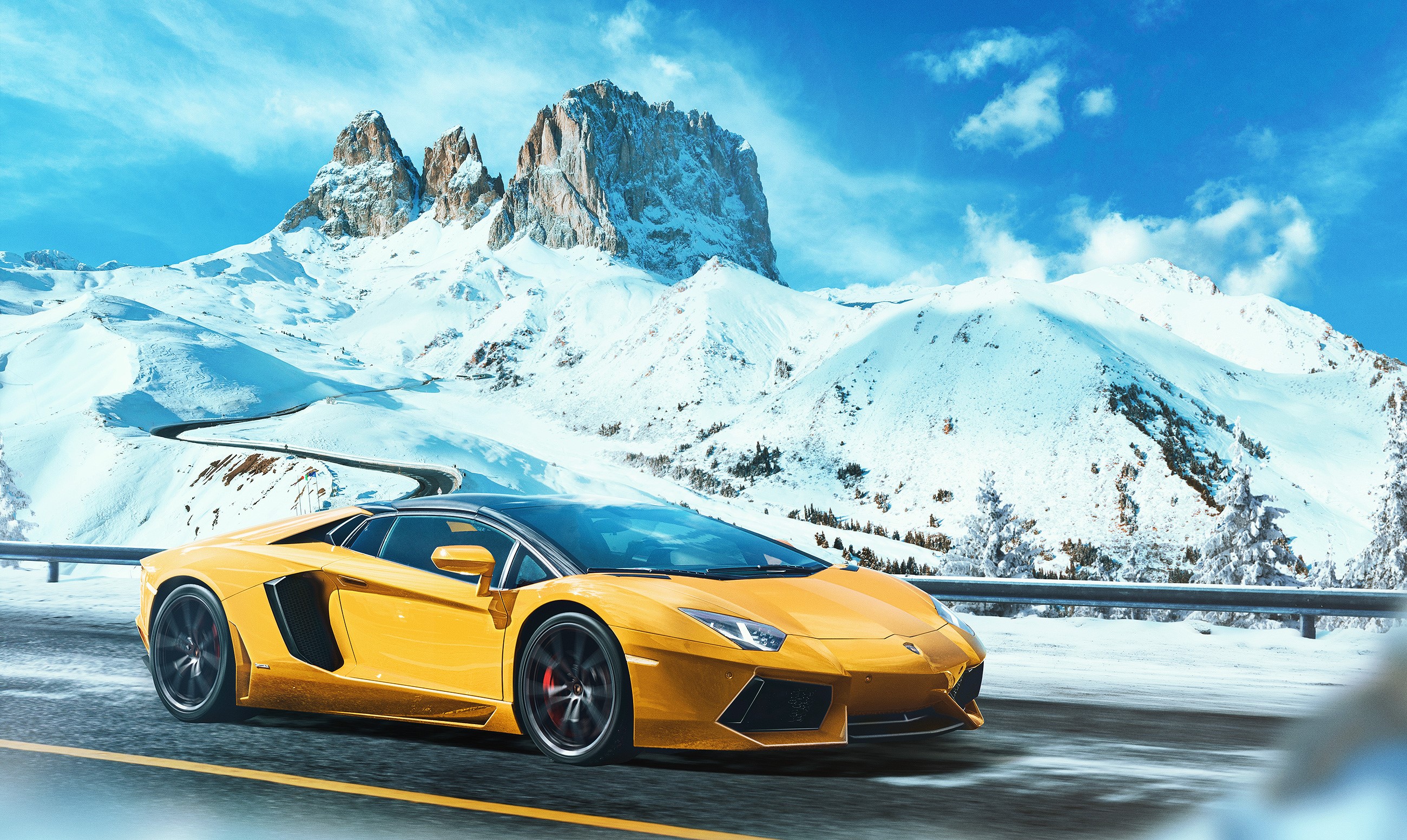lamborghini aventador, lamborghini, cars, hd, yellow, behance, HD Wallpaper