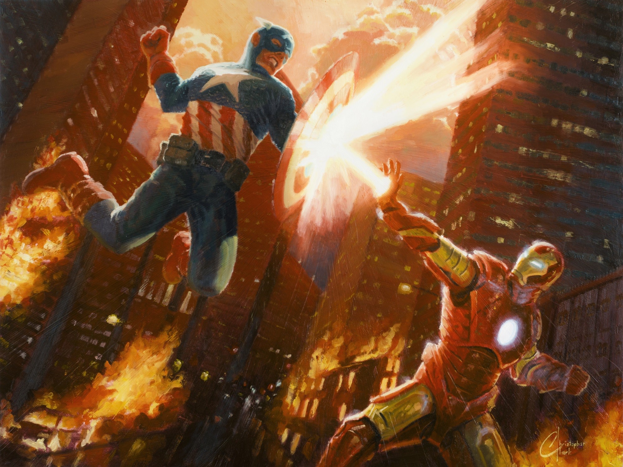 iron man, captain america, superheroes, hd, artist, artwork, digital art, HD Wallpaper