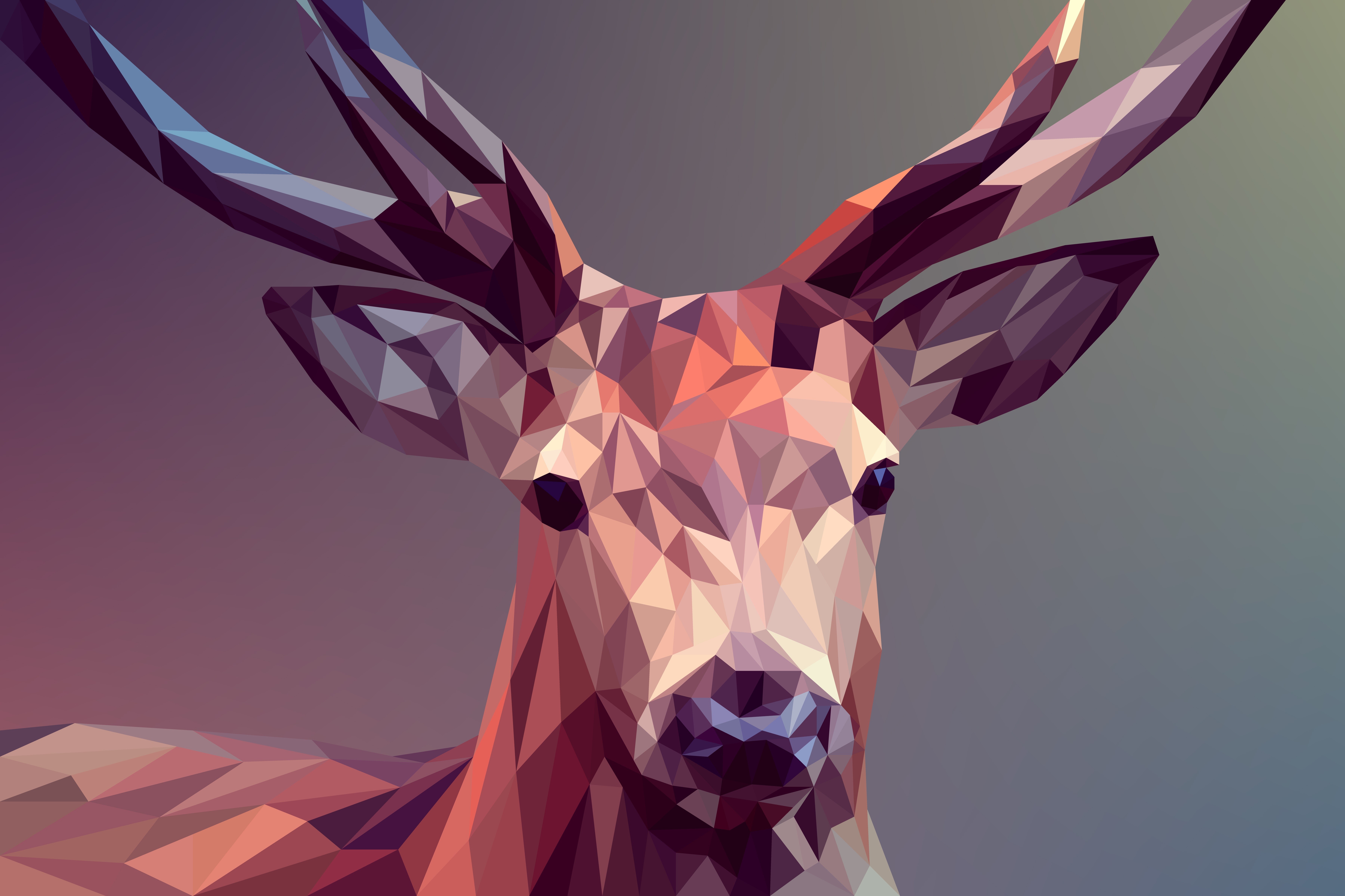 deer, polygon, artist, artwork, digital art, hd, 4k, 5k, 8k, HD Wallpaper