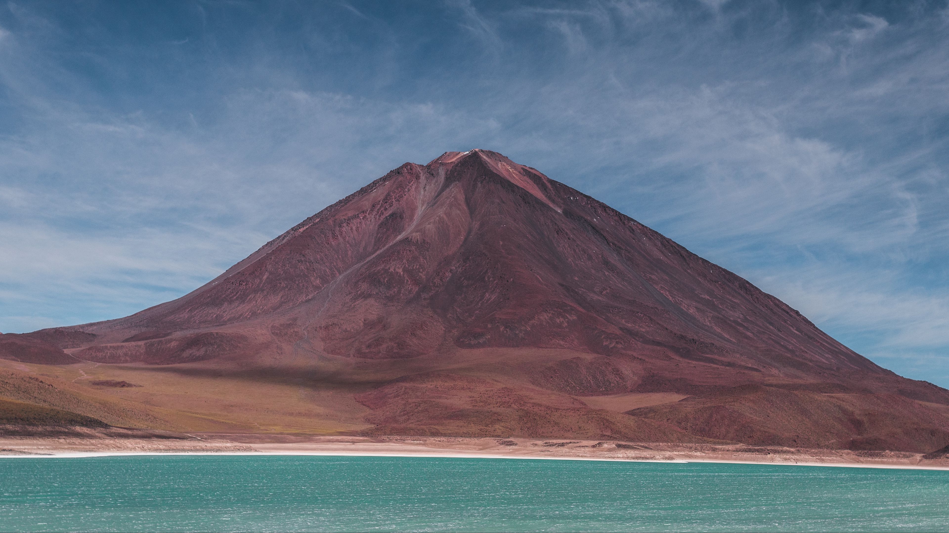 mountain, hill, shore, lake, landscape, 4k, HD Wallpaper