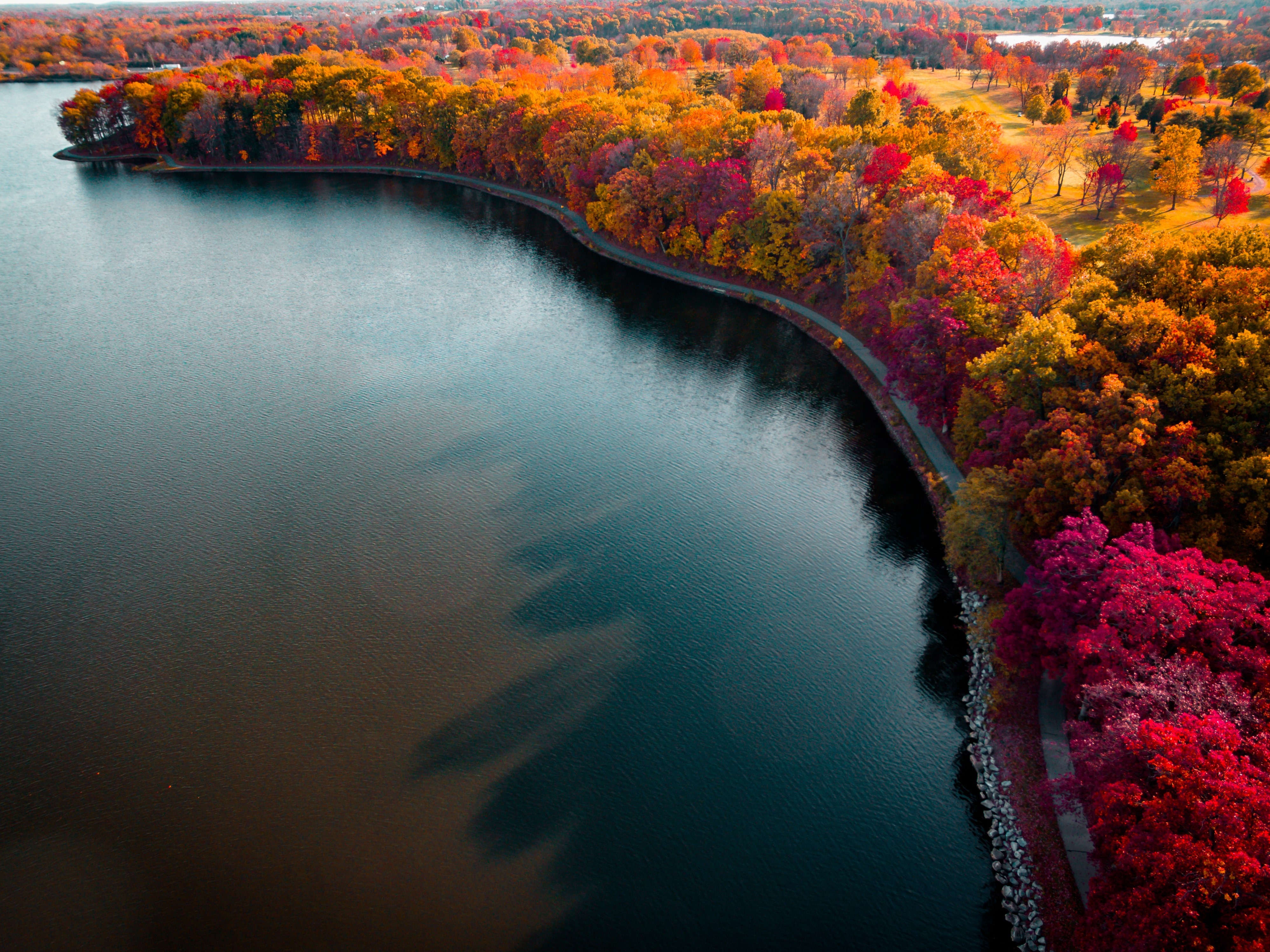 autumn, lake, nature, hd, 4k, HD Wallpaper