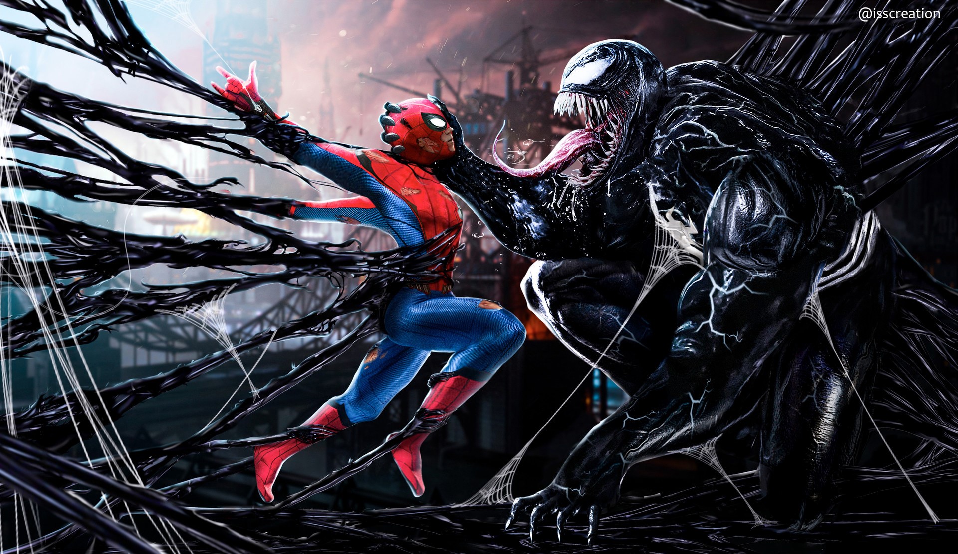 spiderman, venom, hd, digital art, artwork, artsuperheroes, supervillain, artstation, HD Wallpaper