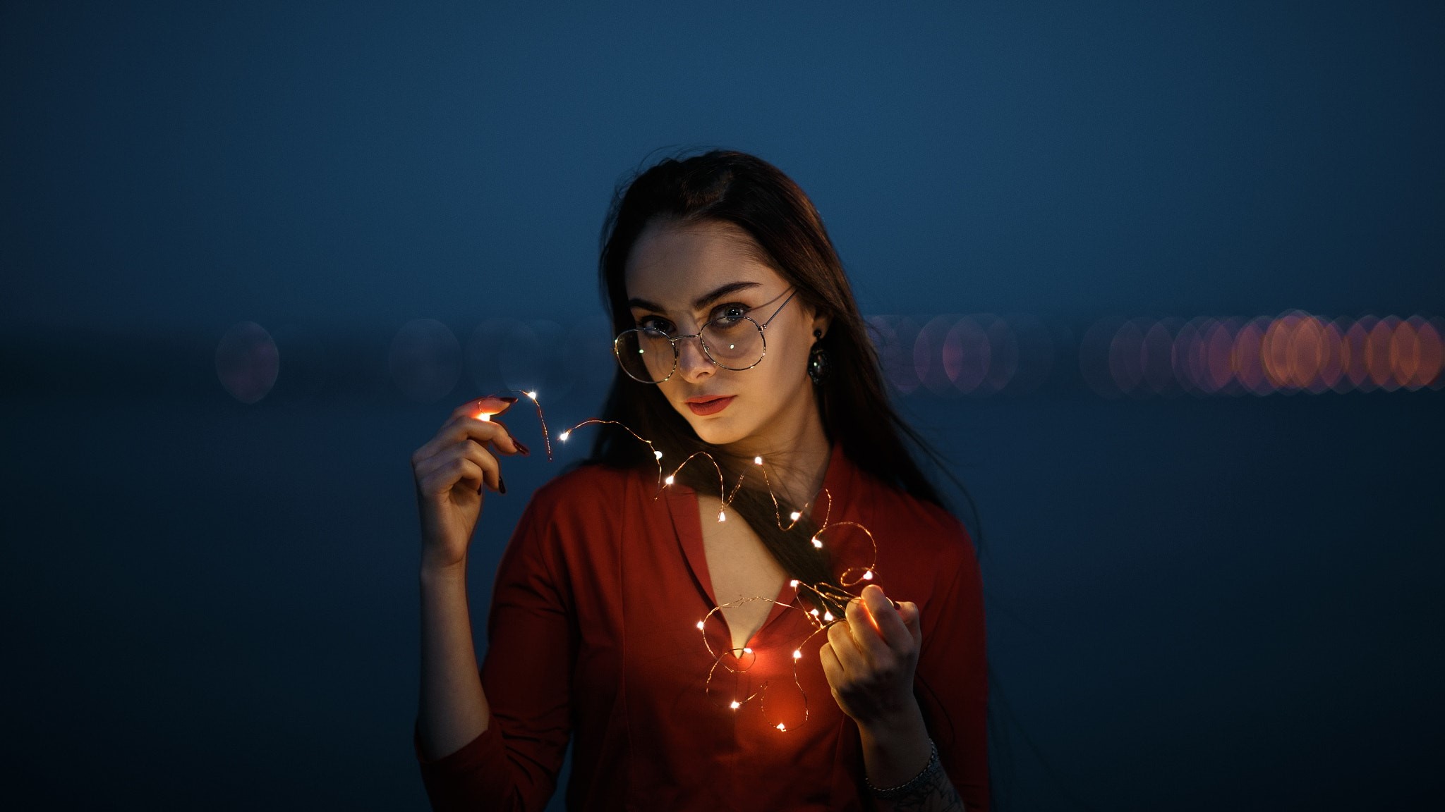 girls, glasses, model, hd, HD Wallpaper