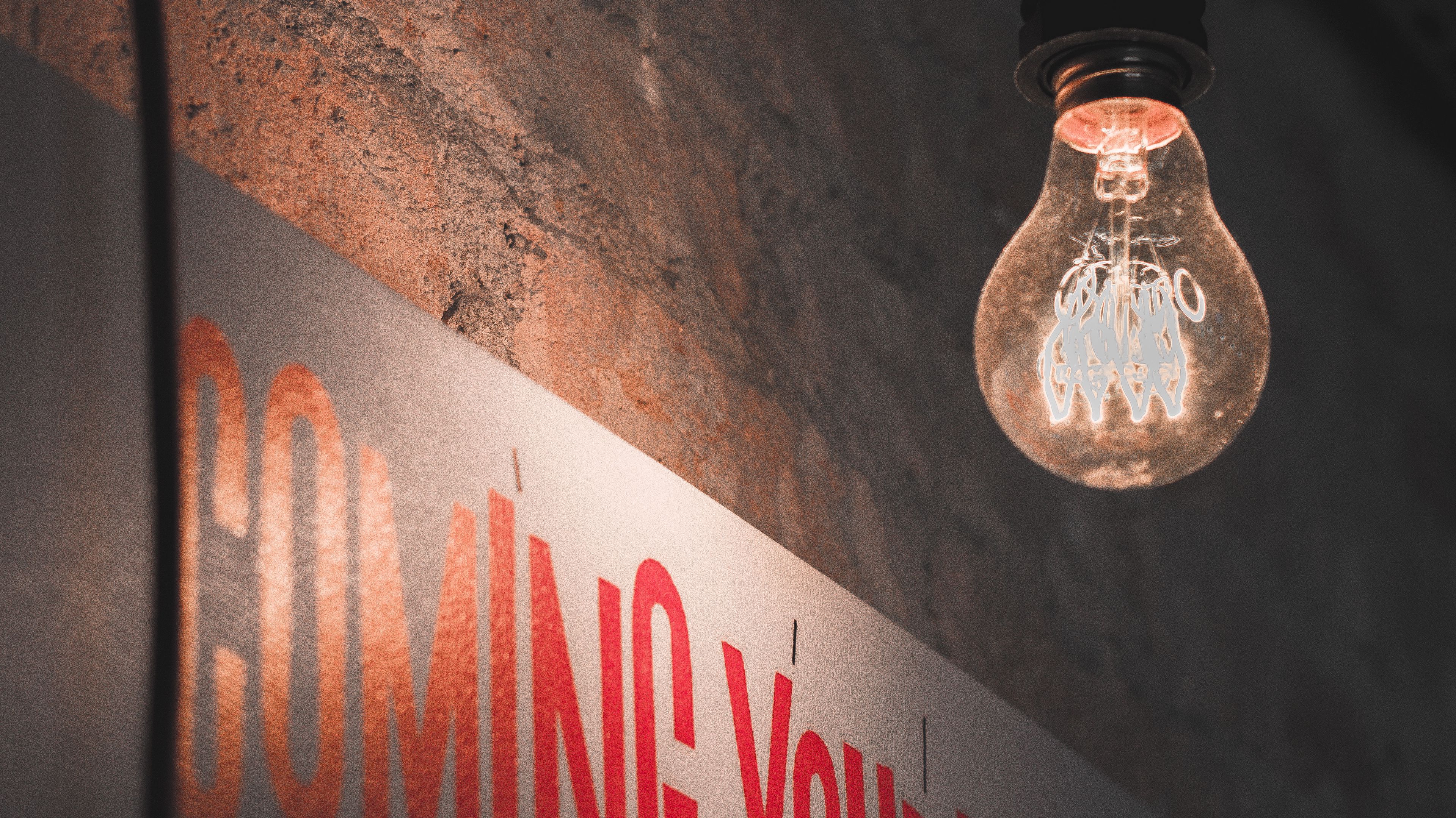 light bulb, sign, inscription, light, lighting, 4k, HD Wallpaper