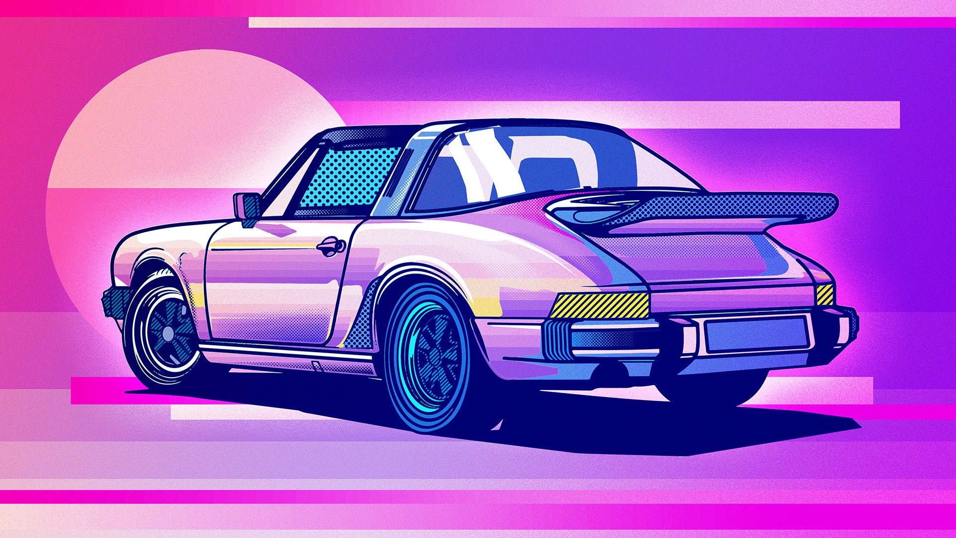 illustration, cars, artist, artwork, digital art, hd, behance, retro, porsche 911, porsche, HD Wallpaper