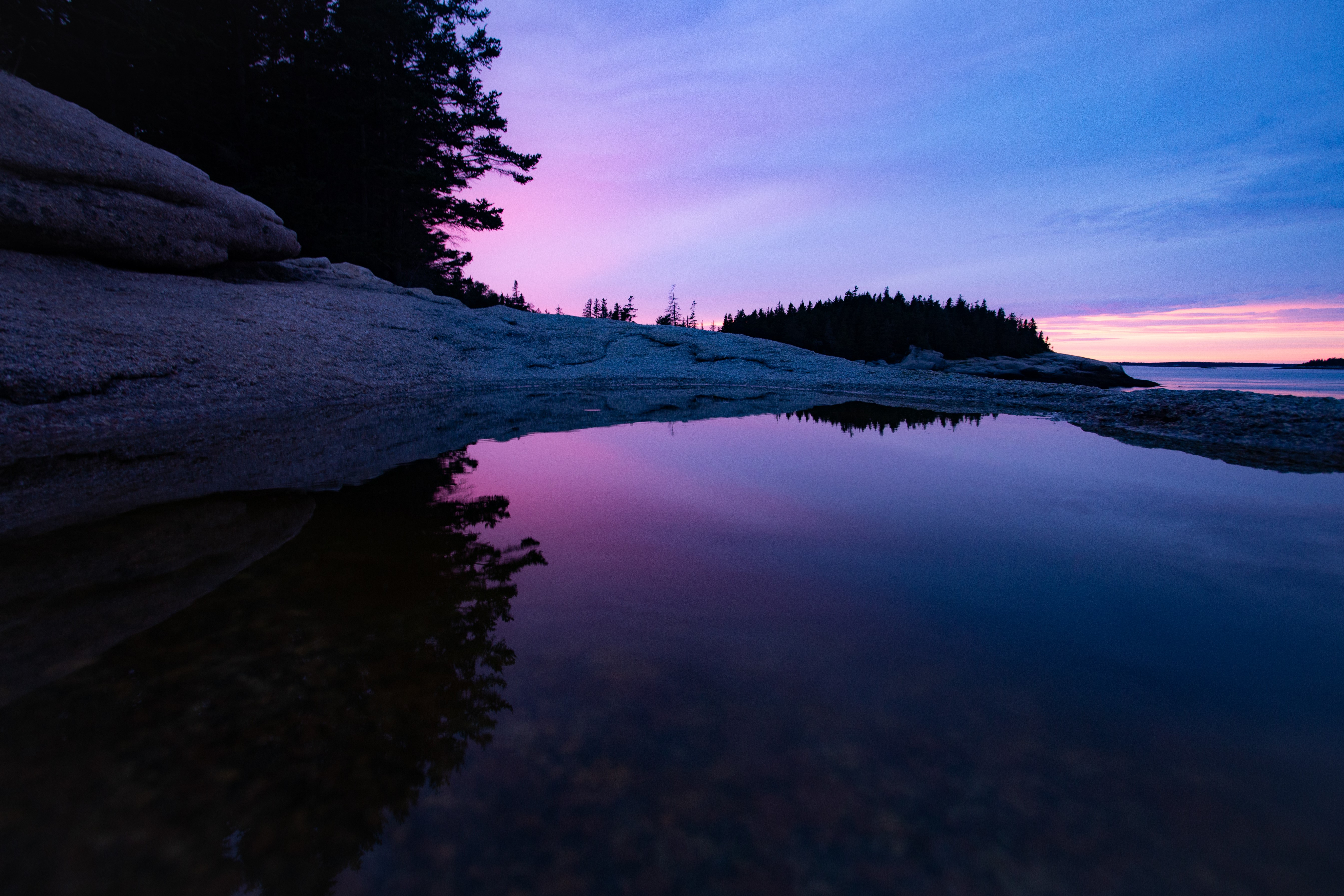 sunset, rocks, nature, hd, 4k, 5k, reflection, HD Wallpaper