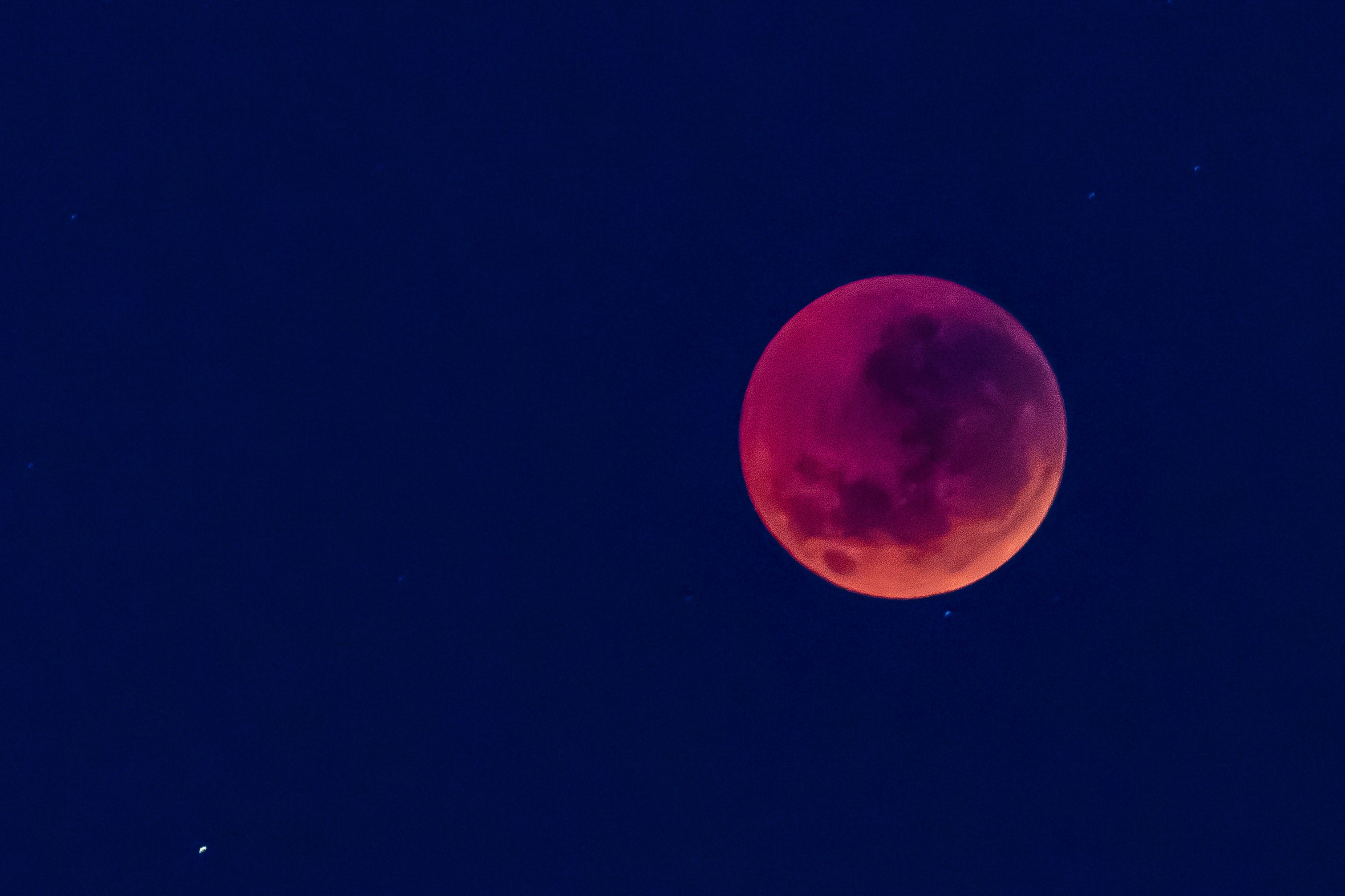 moon, red, nature, hd, blue, sky, HD Wallpaper