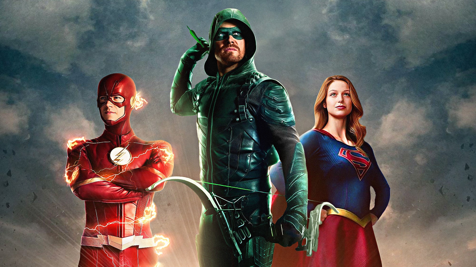 arrow, flash, supergirl, hd, artwork, artist, deviantart, superheroes, digital art, HD Wallpaper