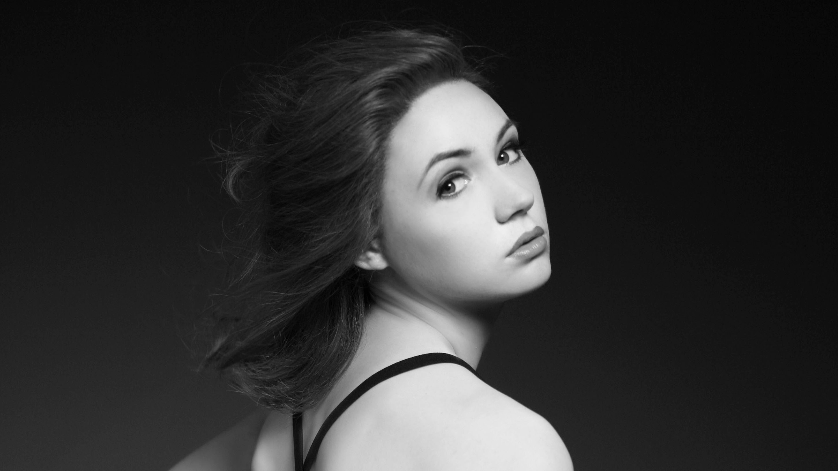 karen gillan, celebrities, girls, hd, monochrome, black and white, HD Wallpaper