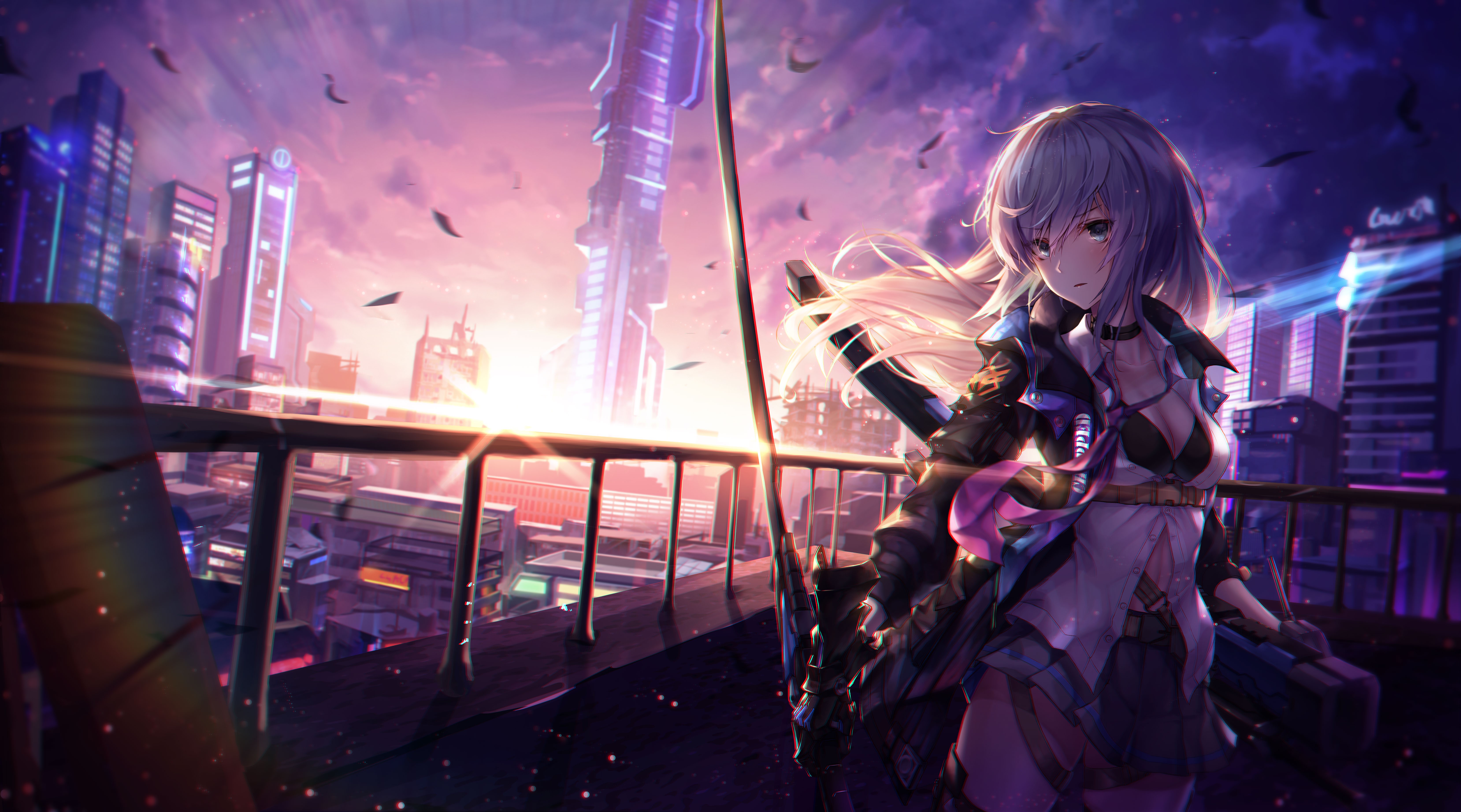 anime girl, anime, warrior, hd, artist, artwork, digital art, 4k, 5k, HD Wallpaper