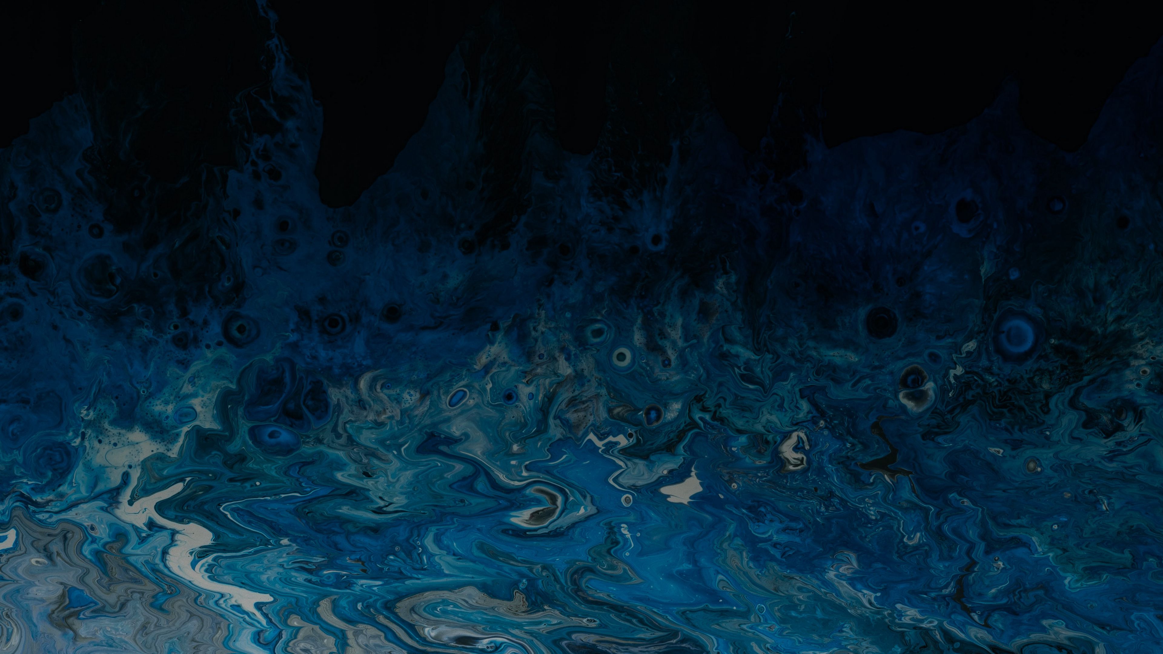 stains, ripples, abstraction, blue, dark, 4k, HD Wallpaper