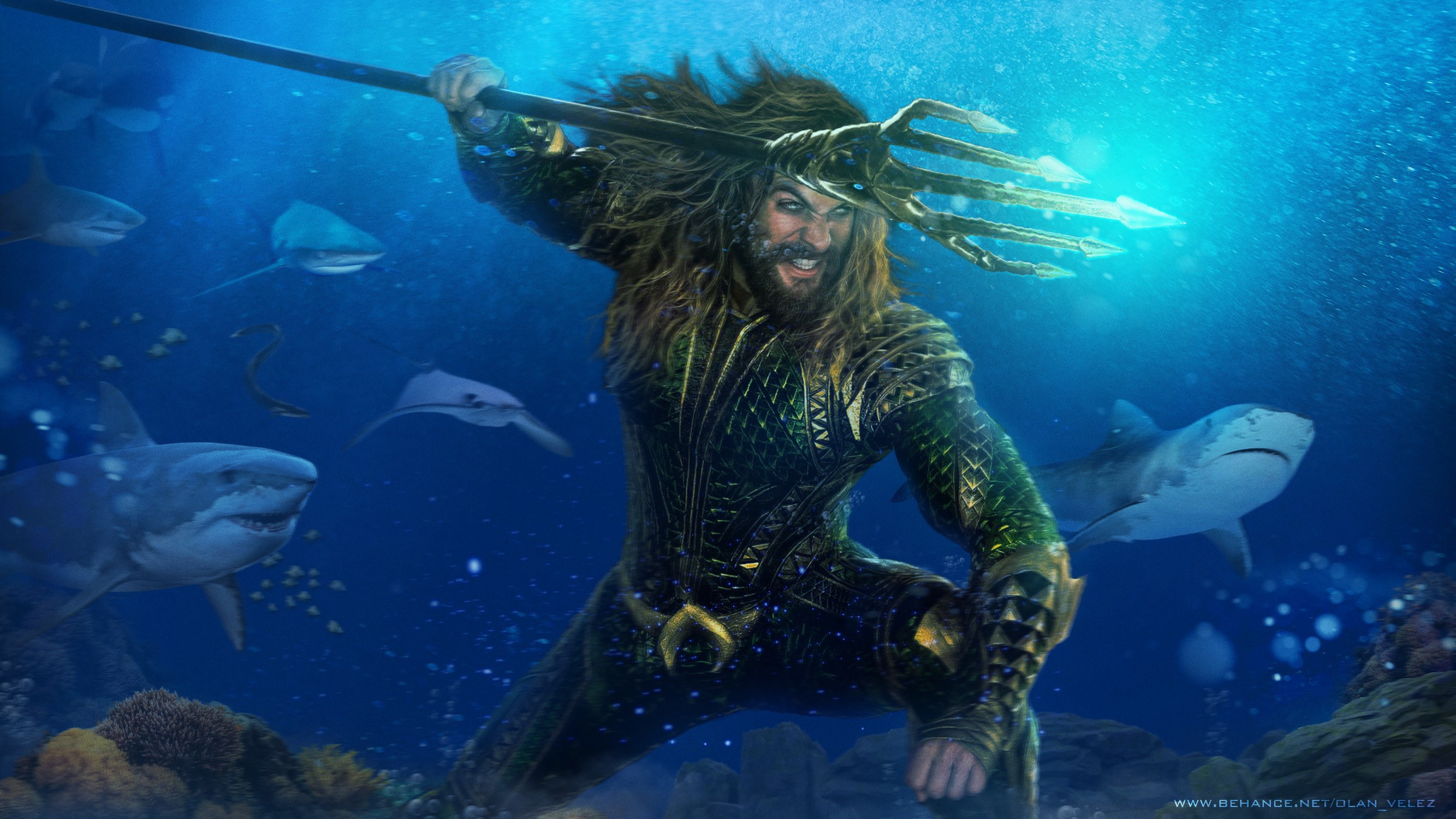 aquaman movie, jason momoa, aquaman, 2018 movies, movies, hd, artwork, artist, behance, HD Wallpaper