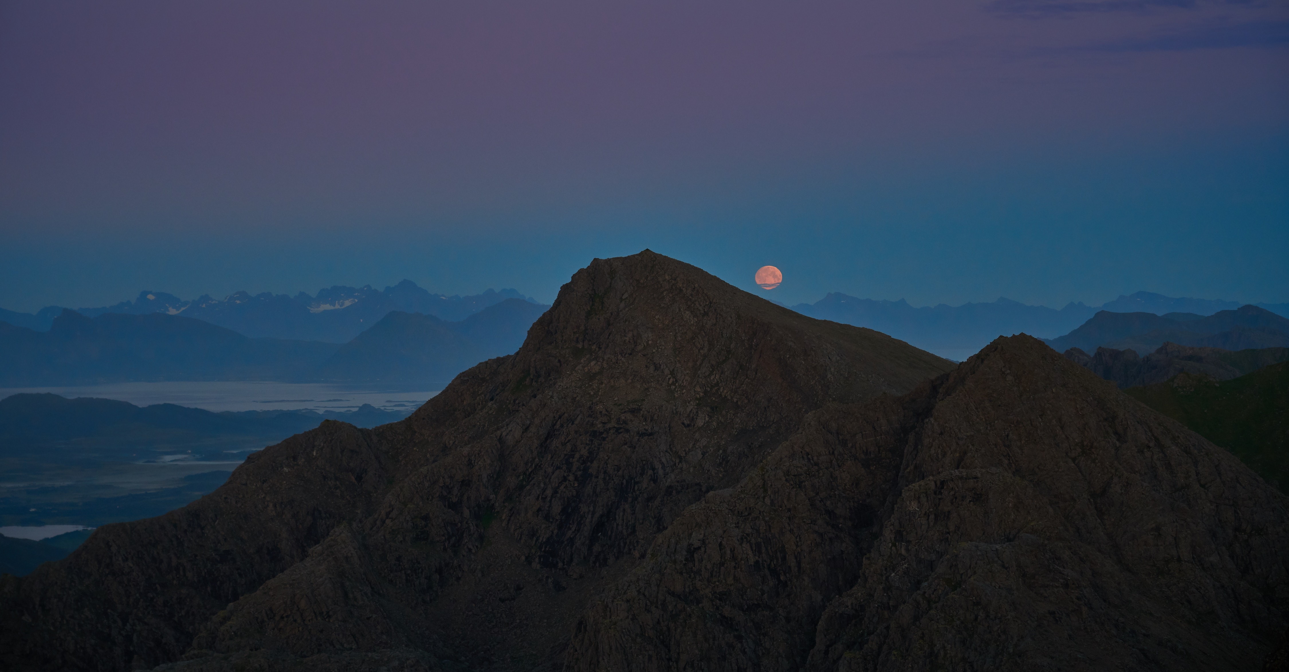 moon, mountains, nature, hd, 4k, 5k, HD Wallpaper