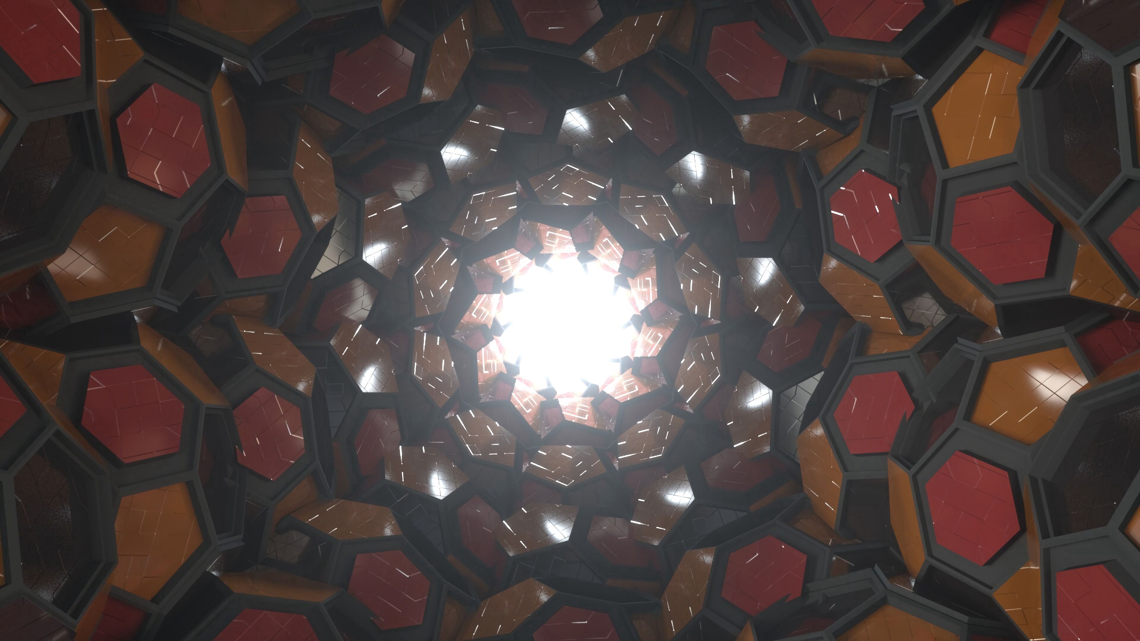 fractal, 3d, structure, glow, bright, 4k, HD Wallpaper