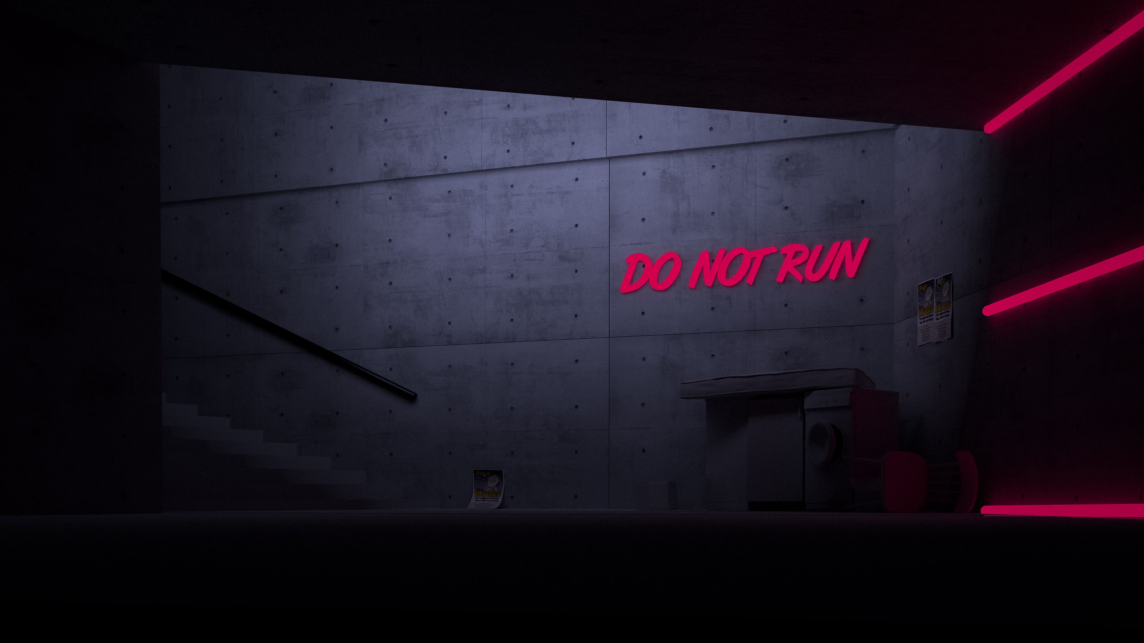 inscription, neon, text, pink, dark, 4k, HD Wallpaper