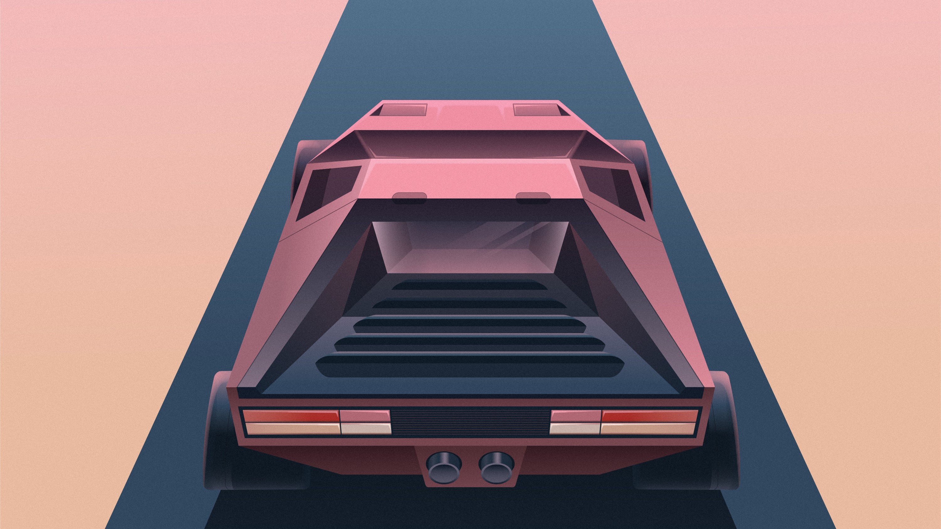 car, minimalism, artist, artwork, digital art, road, hd, behance, HD Wallpaper