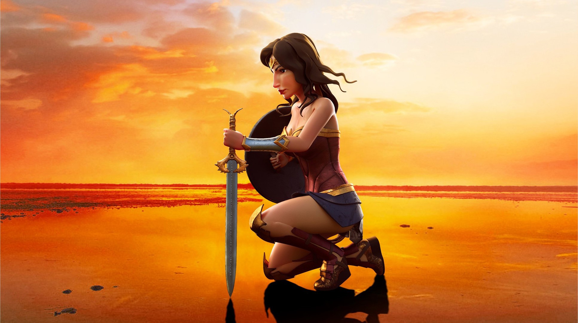 wonder woman, 3d, artwork, hd, artist, digital art, artstation, superheroes, HD Wallpaper