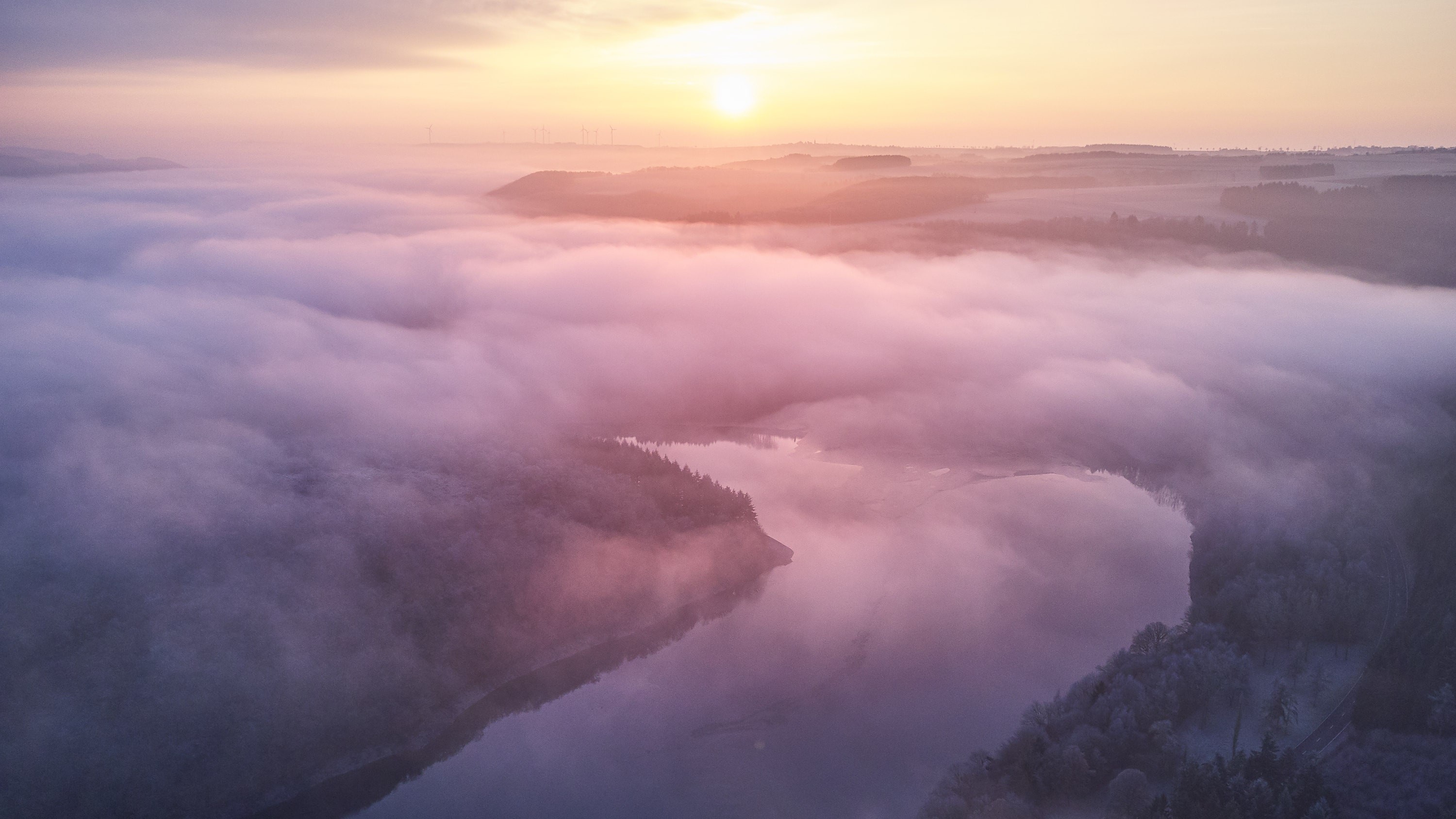 clouds, lake, forest, nature, hd, sunset, sunrise, HD Wallpaper