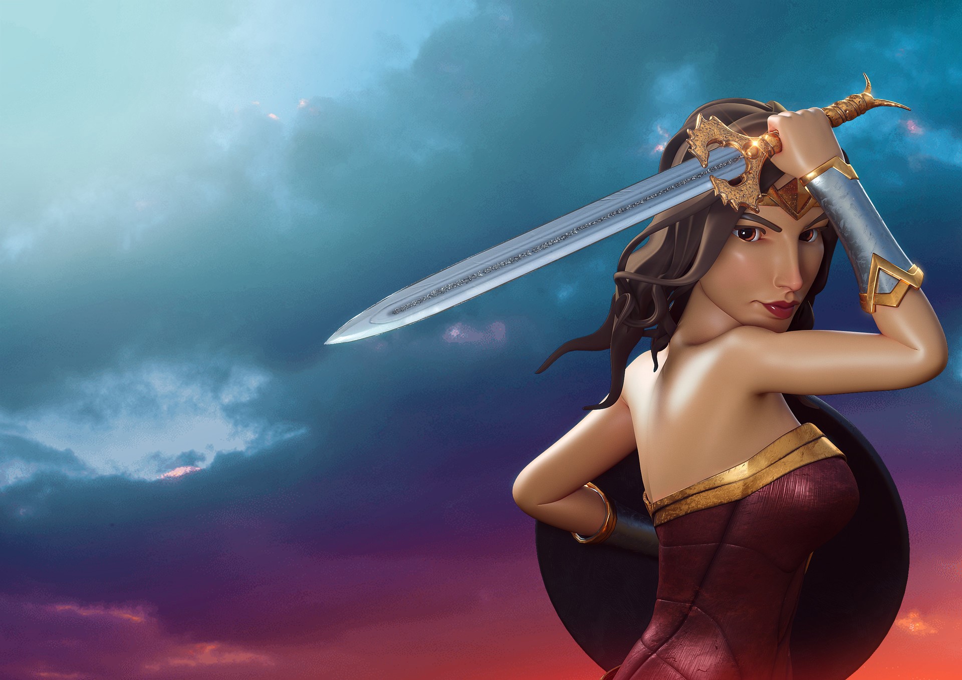 wonder woman, 3d, artwork, hd, artist, digital art, artstation, superheroes, HD Wallpaper