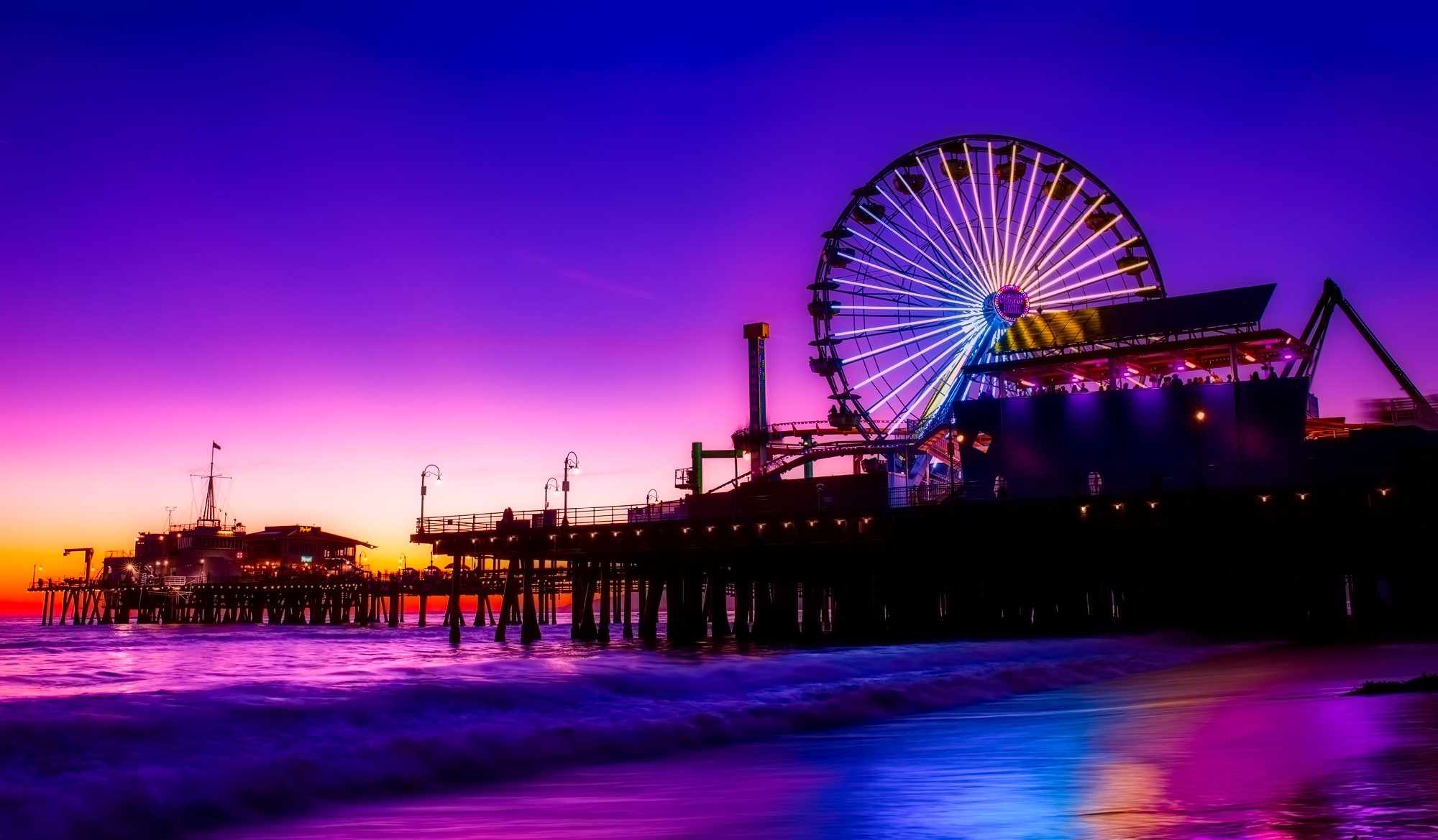 ferris wheel, world, photography, hd, santa monica, city, HD Wallpaper