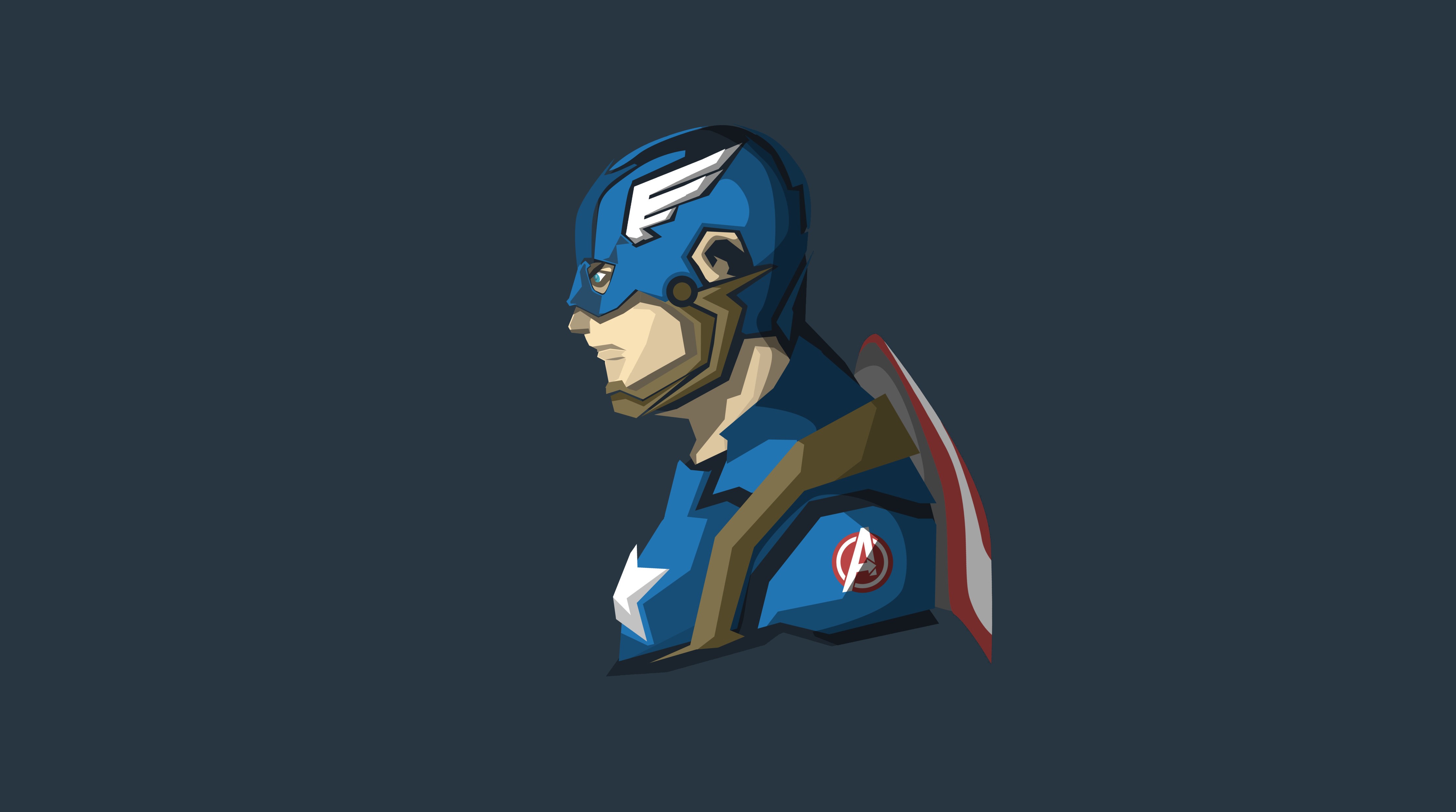 captain america, artwork, hd, 4k, artstation, artist, superheroes, minimalism, HD Wallpaper