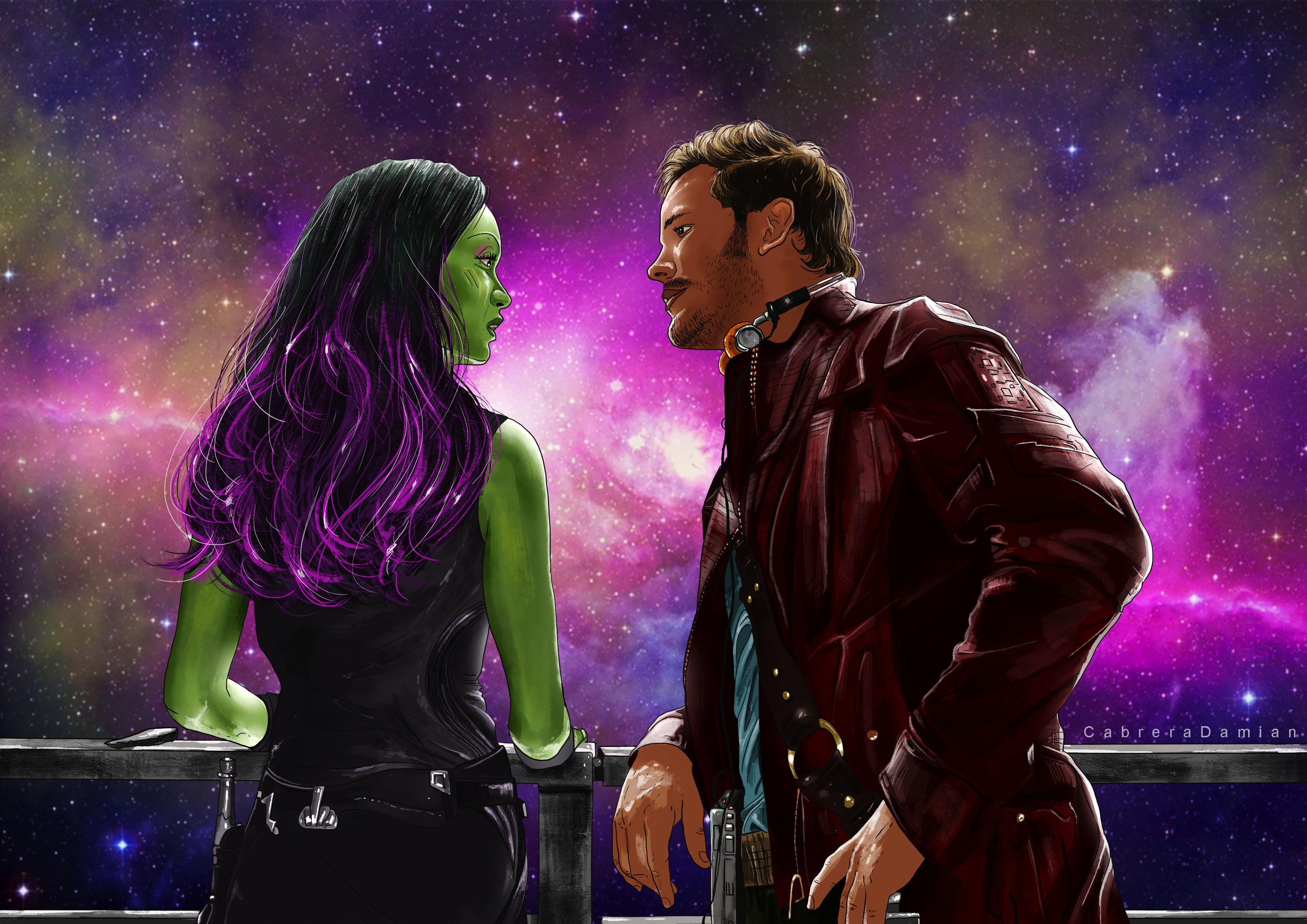 gamora, star lord, guardians of the galaxy, movies, hd, 4k, artwork, 5k, deviantart, HD Wallpaper