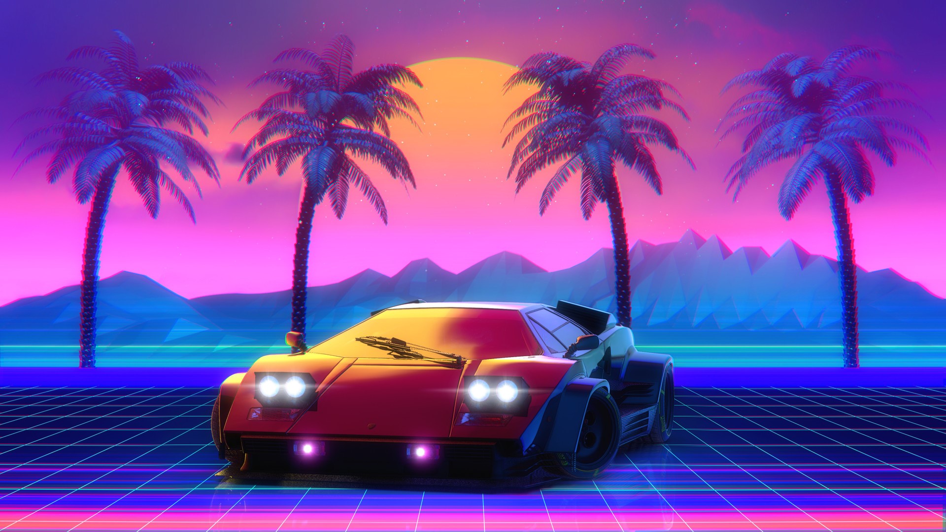 artist, artwork, hd, digital art, lamborghini, retro, HD Wallpaper