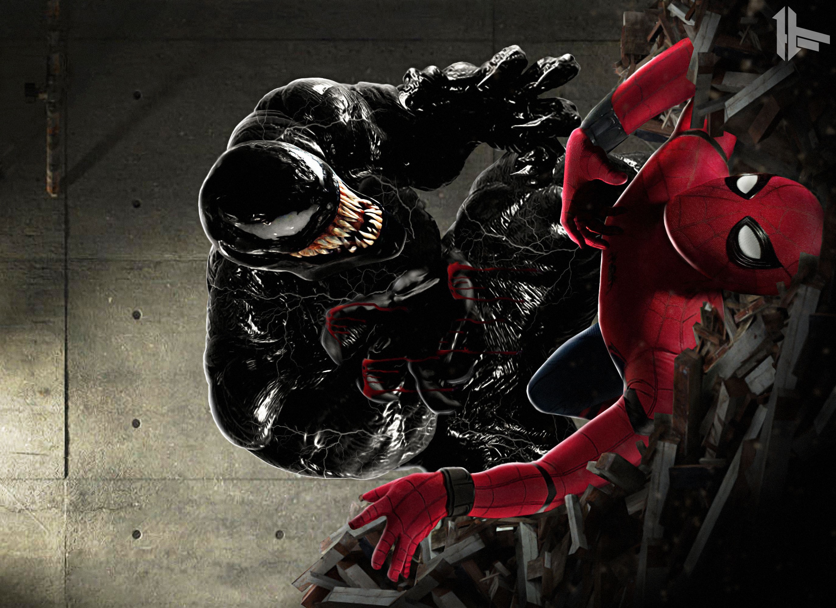 spiderman, venom, hd, artwork, deviantart, artist, superheroes, digital art, HD Wallpaper