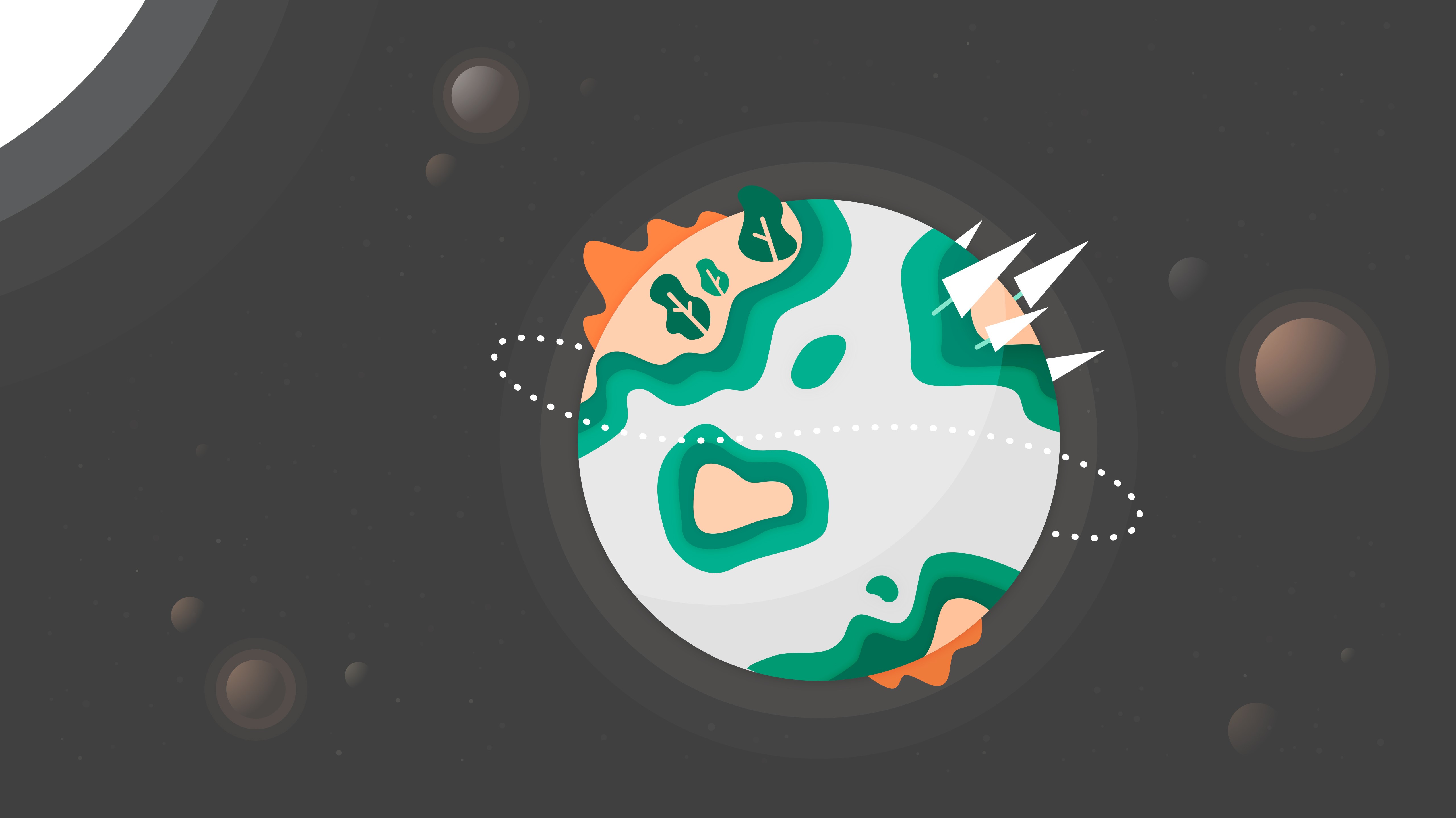 space, sun, trees, planet, minimalism, colorful, hd, 4k, 5k, artist, digital art, deviantart, HD Wallpaper