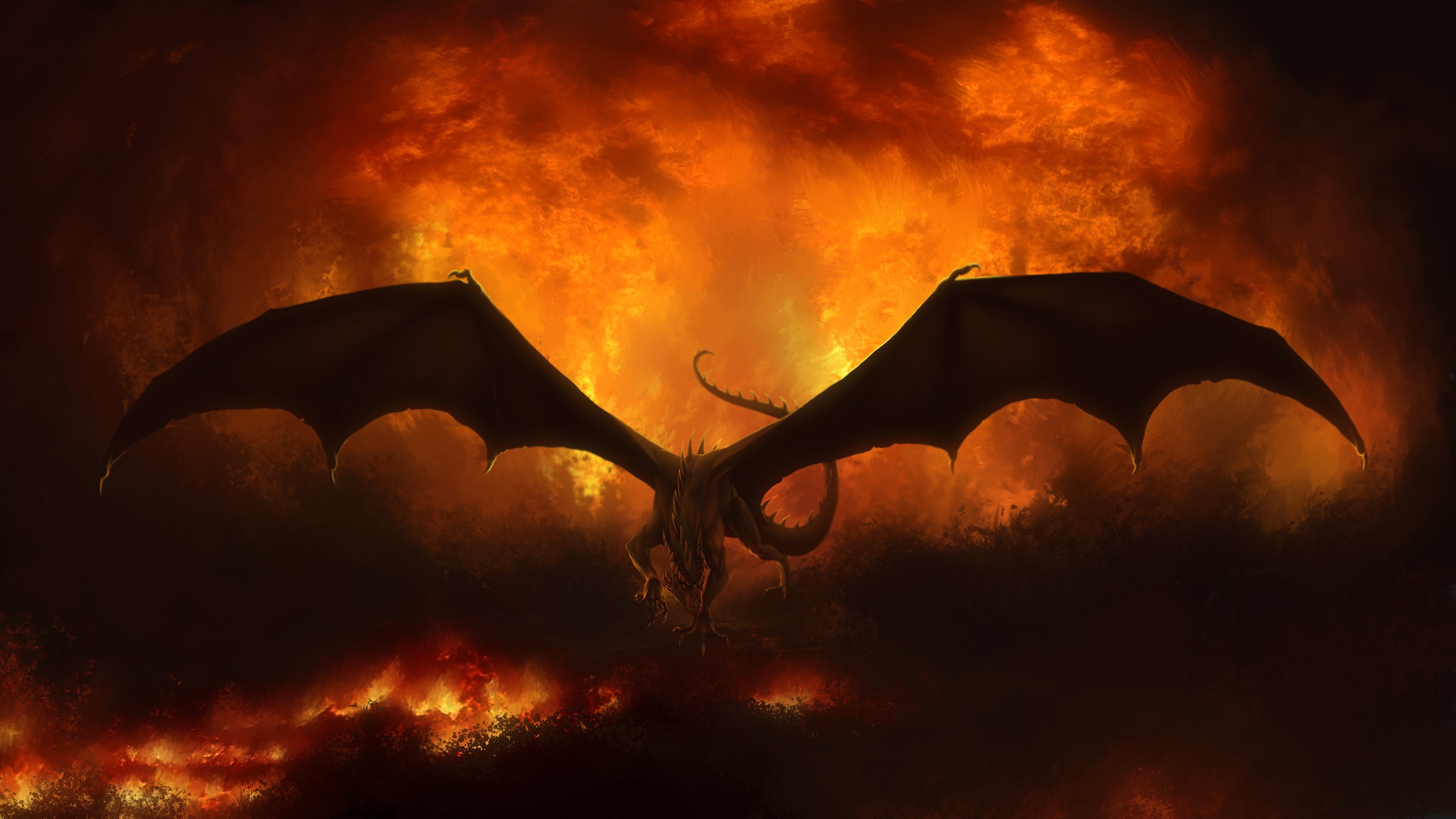 dragon, flame, artist, artwork, digital art, hd, deviantart, HD Wallpaper