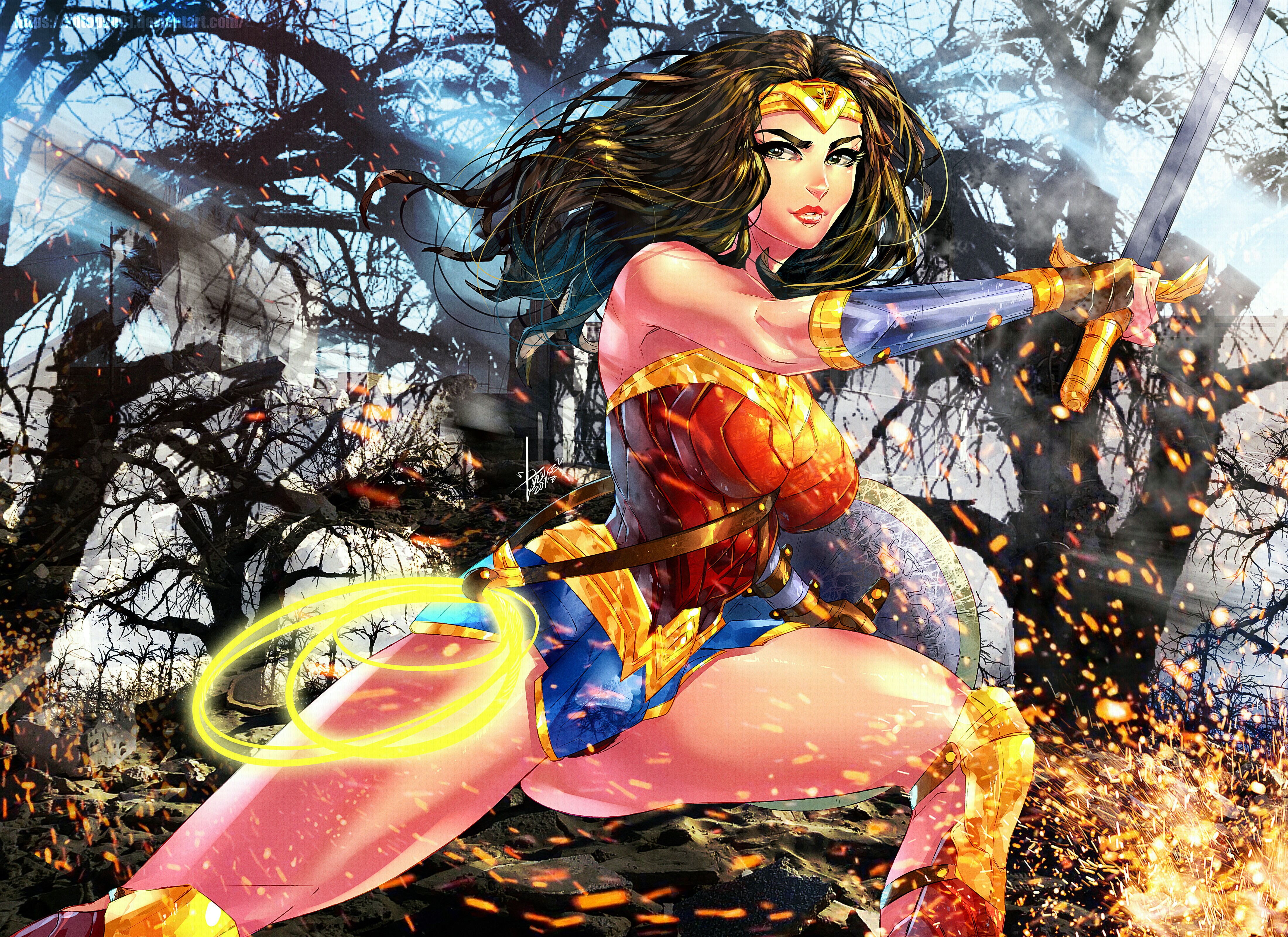 wonder woman, hd, 4k, artwork, artist, digital art, superheroes, HD Wallpaper