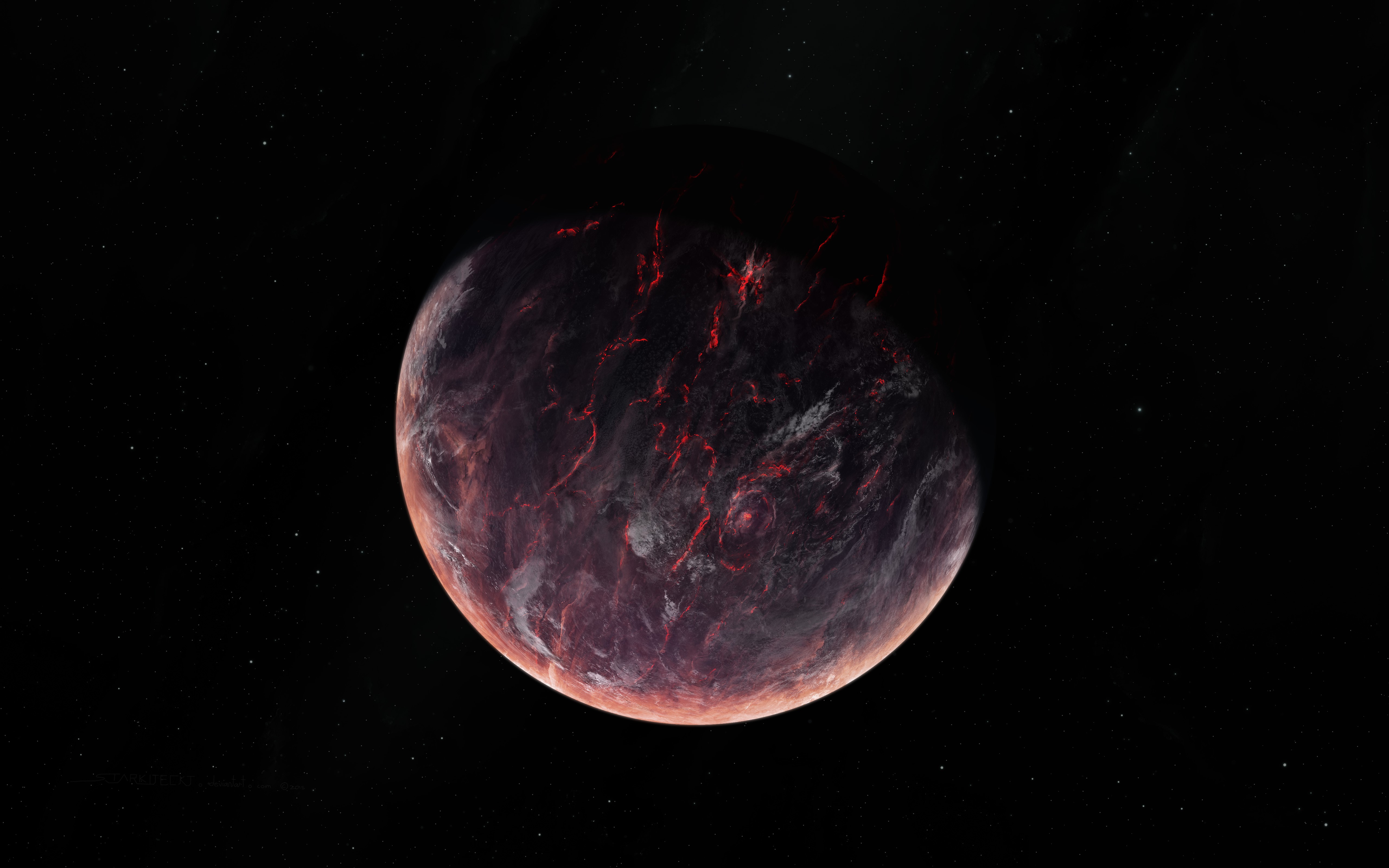 planet, digital universe, hd, 4k, 5k, volcano, deviantart, HD Wallpaper