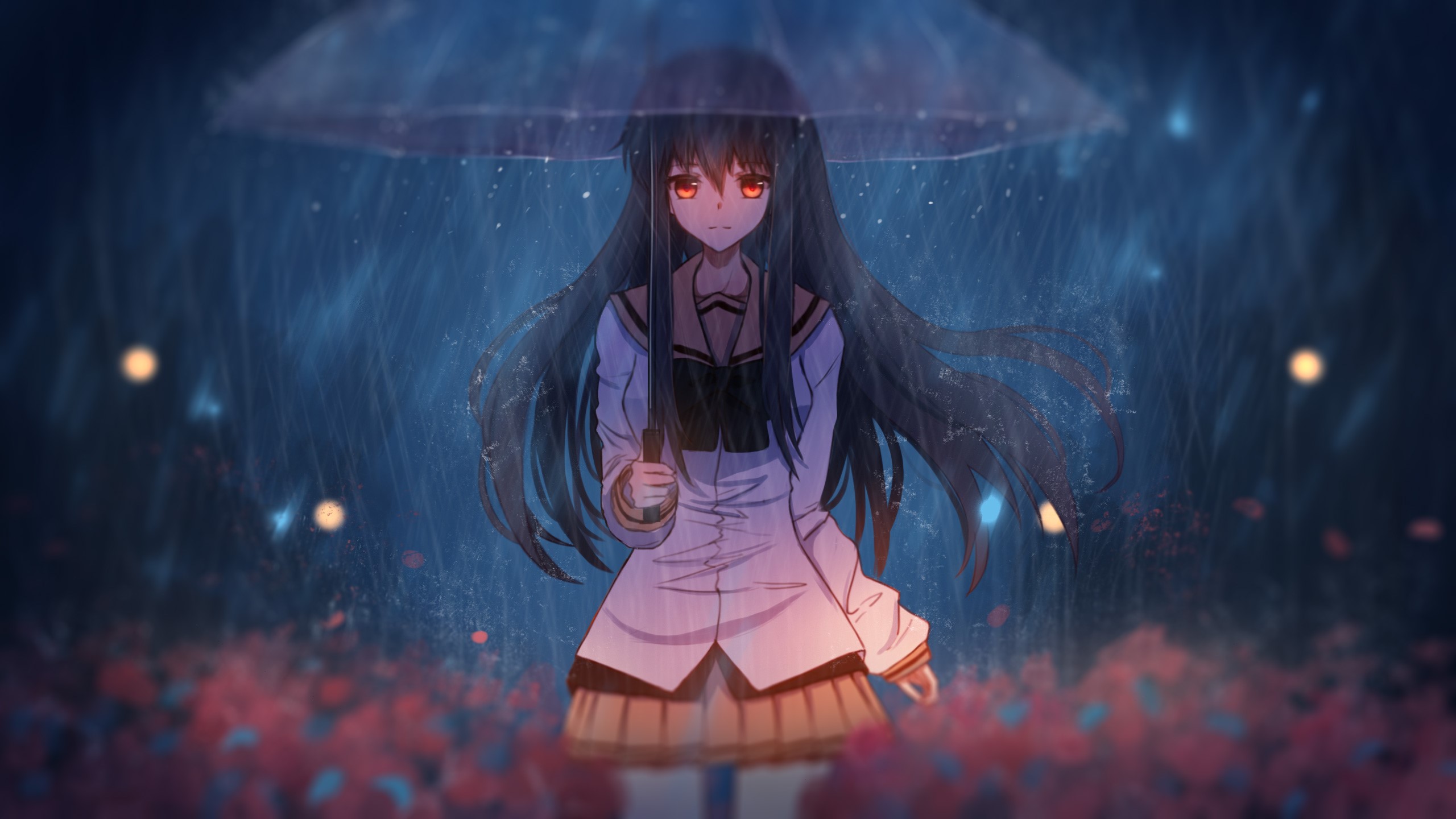 anime girl, anime, artist, artwork, digital art, hd, umbrella, HD Wallpaper